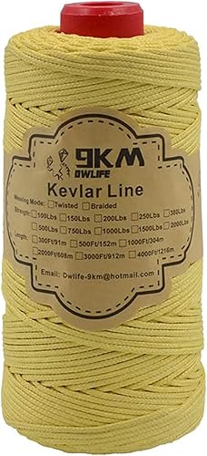 Miniatura 7 de 9KM DWLIFE Cable trenzado de Kevlar amarillo 100  2000 libras de alta resistencia ultraligero resistencia a la abrasión ignífugo cometa pesca modelo