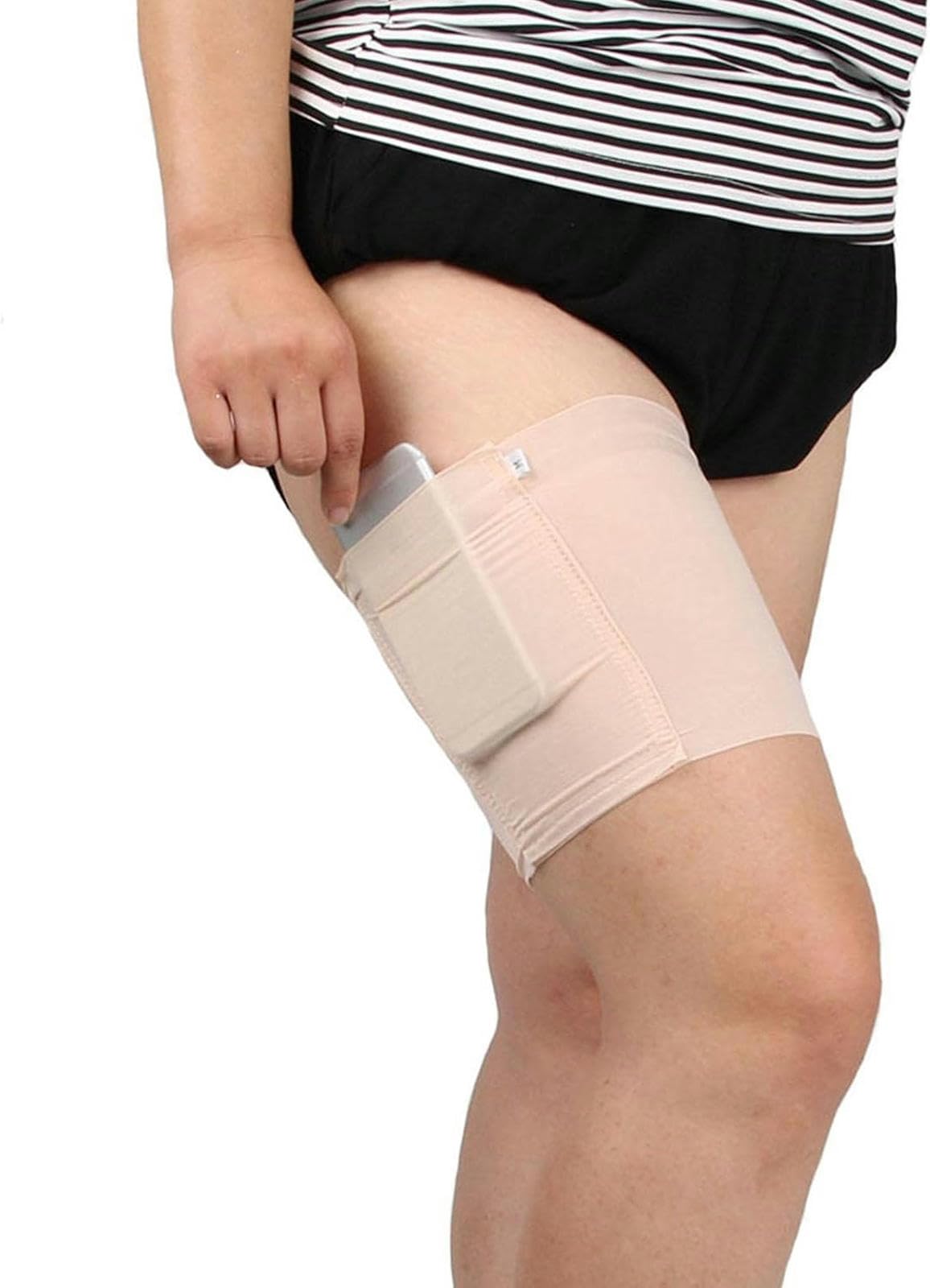 Yianzz Women's Skin Color Thigh Sock Strap Garter Wallet With Pockets, Anti-Slip Leg Protector Socks Thigh Cell Phone Pocket Garter For Workout Booty Bands For Leg Bands For Working Out Glutes