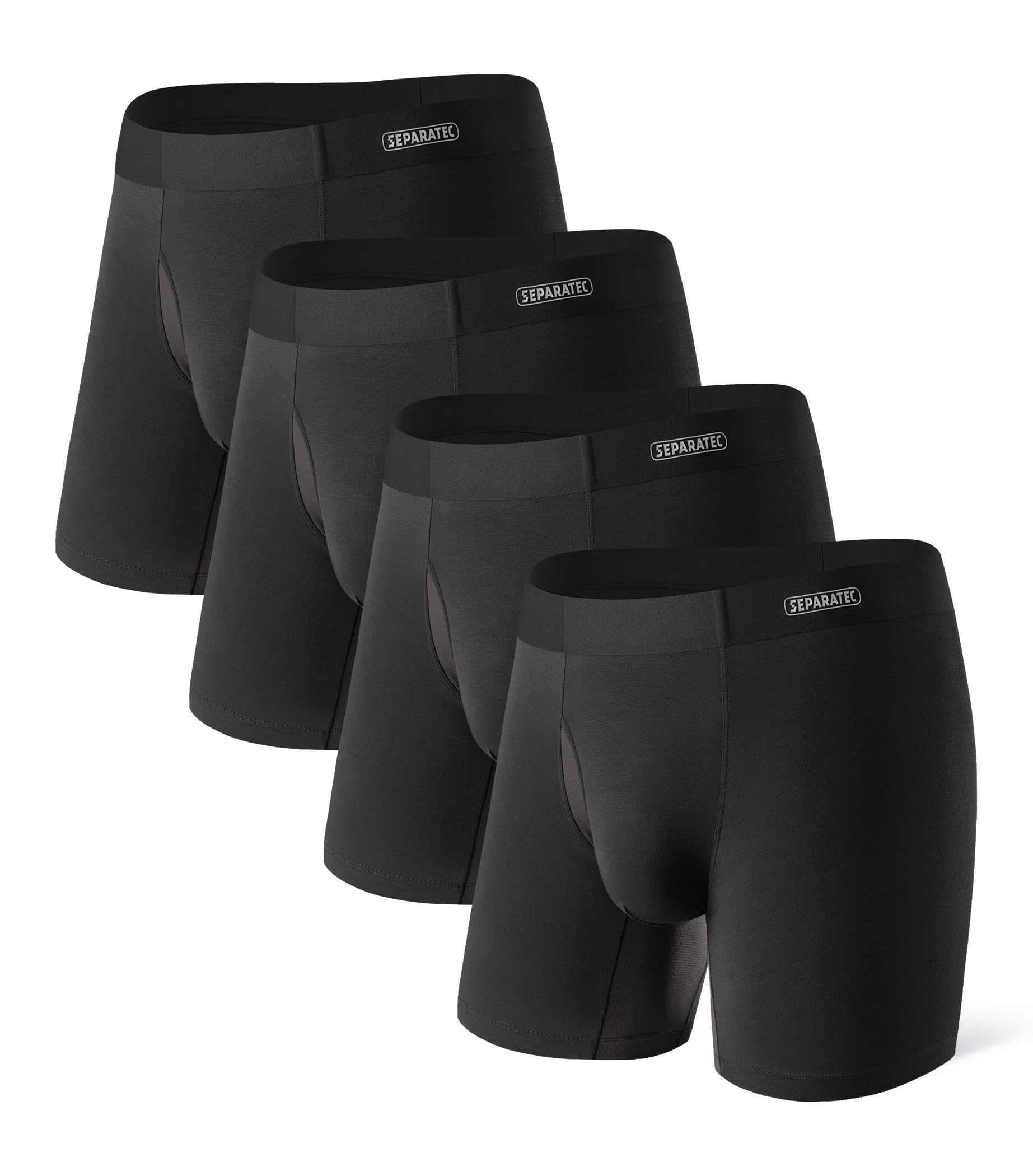 Separatec Herren-Unterwäsche mit separatem Beutel, Micro-Modal-Boxershorts, nahtloser Bund, Unterwäsche für Herren, 4 Stück