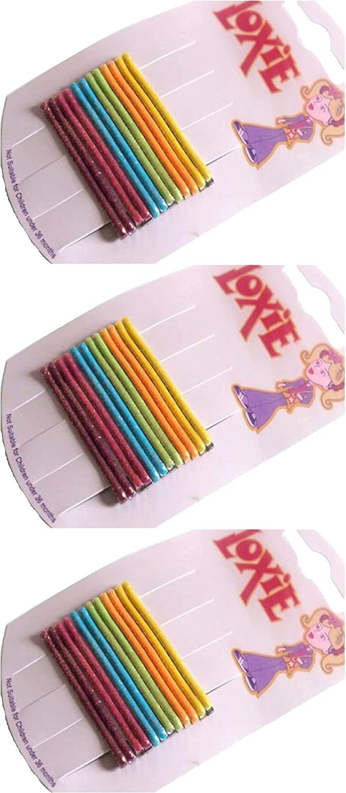 3 Packs of 12 Bright Coloured Hair Slides Hair Grips Kirpy Hair Grips Hair Pins
