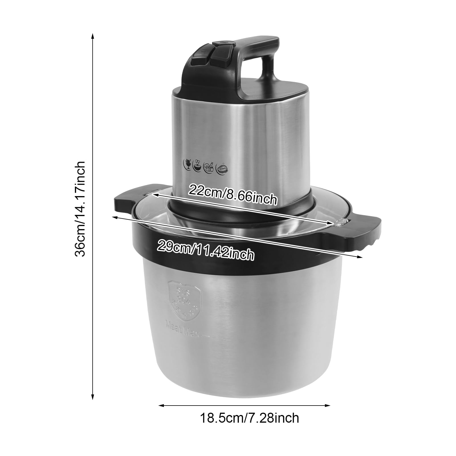 Tritatutto elettrico grande, 1500 W, tritatutto elettrico da 6,5 l, tritatutto universale per frutta, verdura, carne