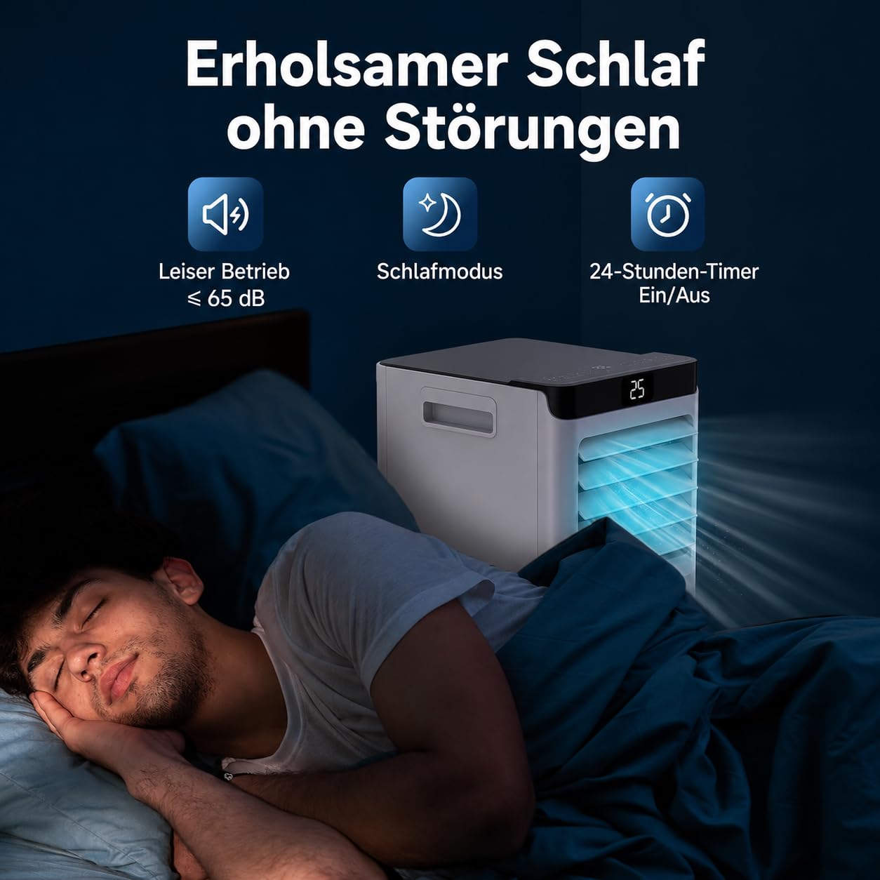 Klimaanlage Mobil, 4-in-1 Leistungsstark Mobile Klimaanlage mit Abluftschlauch, Kühlen, Entfeuchten, Ventilator, Fernbedienung, Intuitive Anzeige, 24h-Timer, Fenster-Kit, für Räume bis zu 33m²/90m³