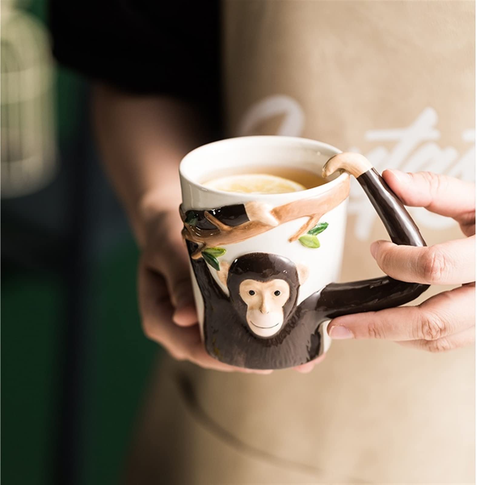 Affen Tasse 3D-Keramik – Handgefertigter Kaffeebecher Mit Schimpansen-Motiv, 400 G