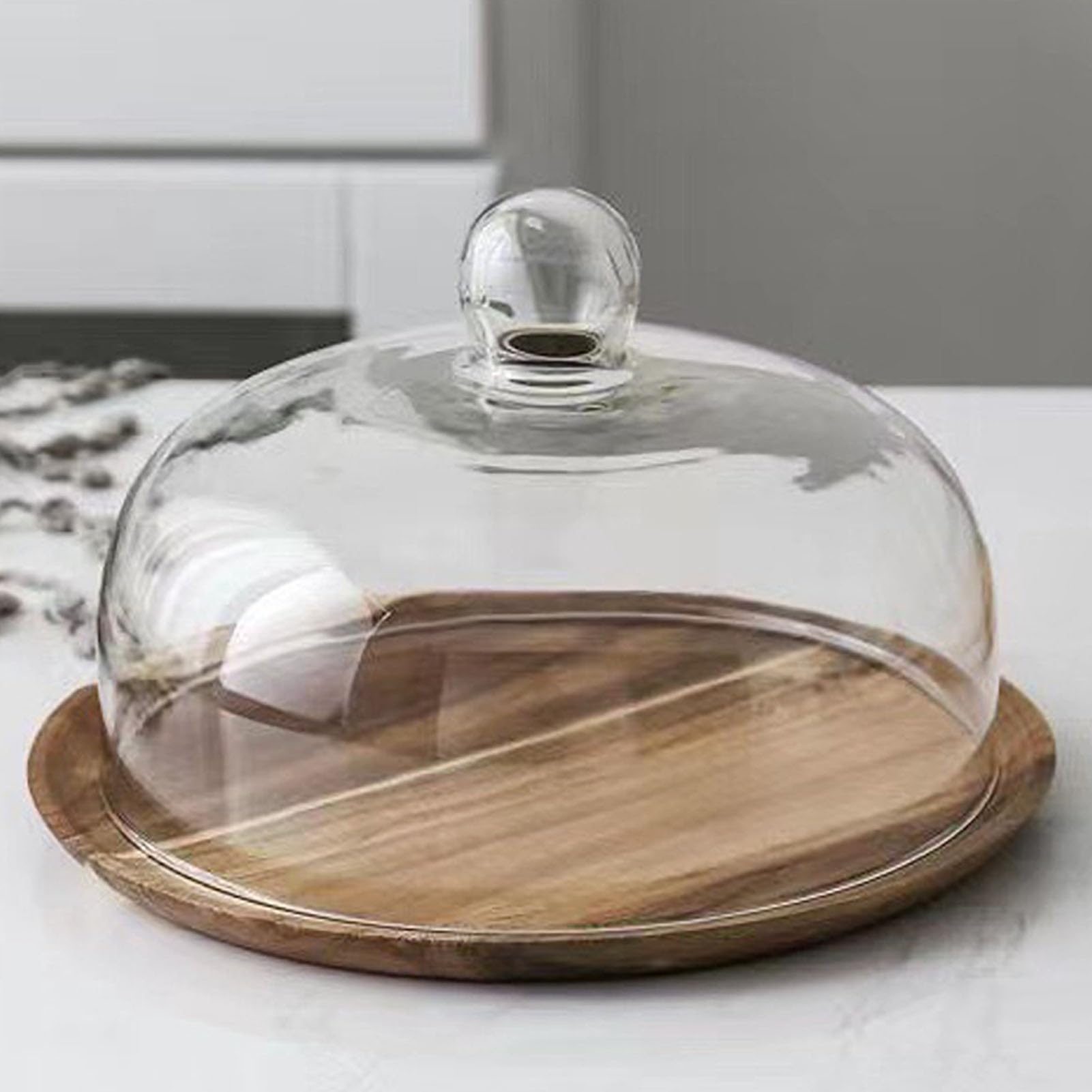 Fdit Présentoir à Gâteau avec Cloche en Verre, Support à Dessert avec