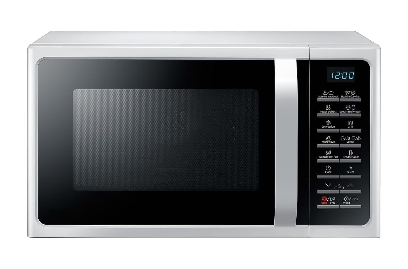 Samsung MC28H5015AW Four micro-ondes, grill combiné, 28 litres, Smart Oven, 900 W, grill 1500 W, blanc, 51,7 x 47,6 x 31 cm