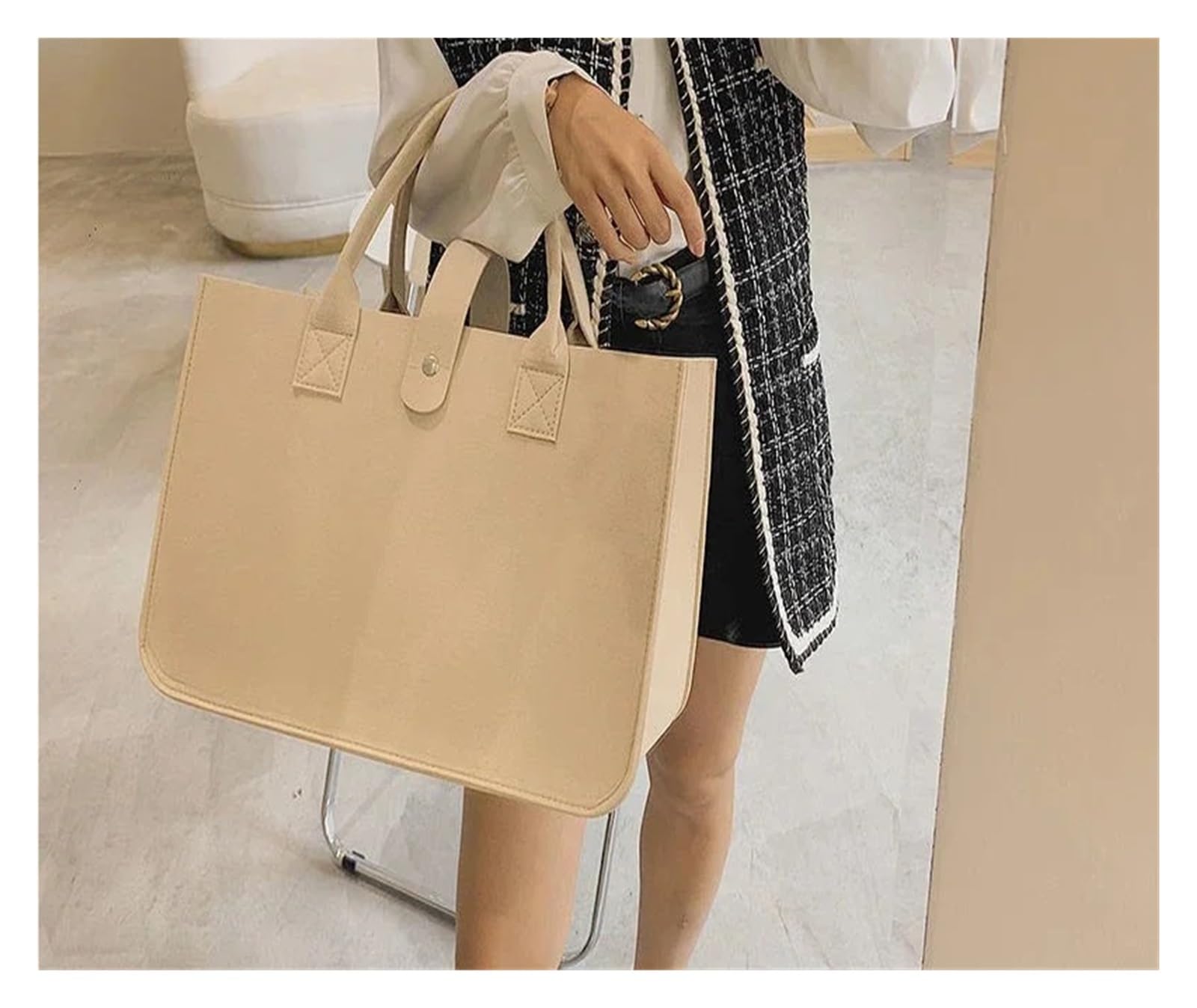 Shopping Handbag Women's Large Capacity Open Felt Designer Tote Woven Bag Für Outdoor Trips, Picknick