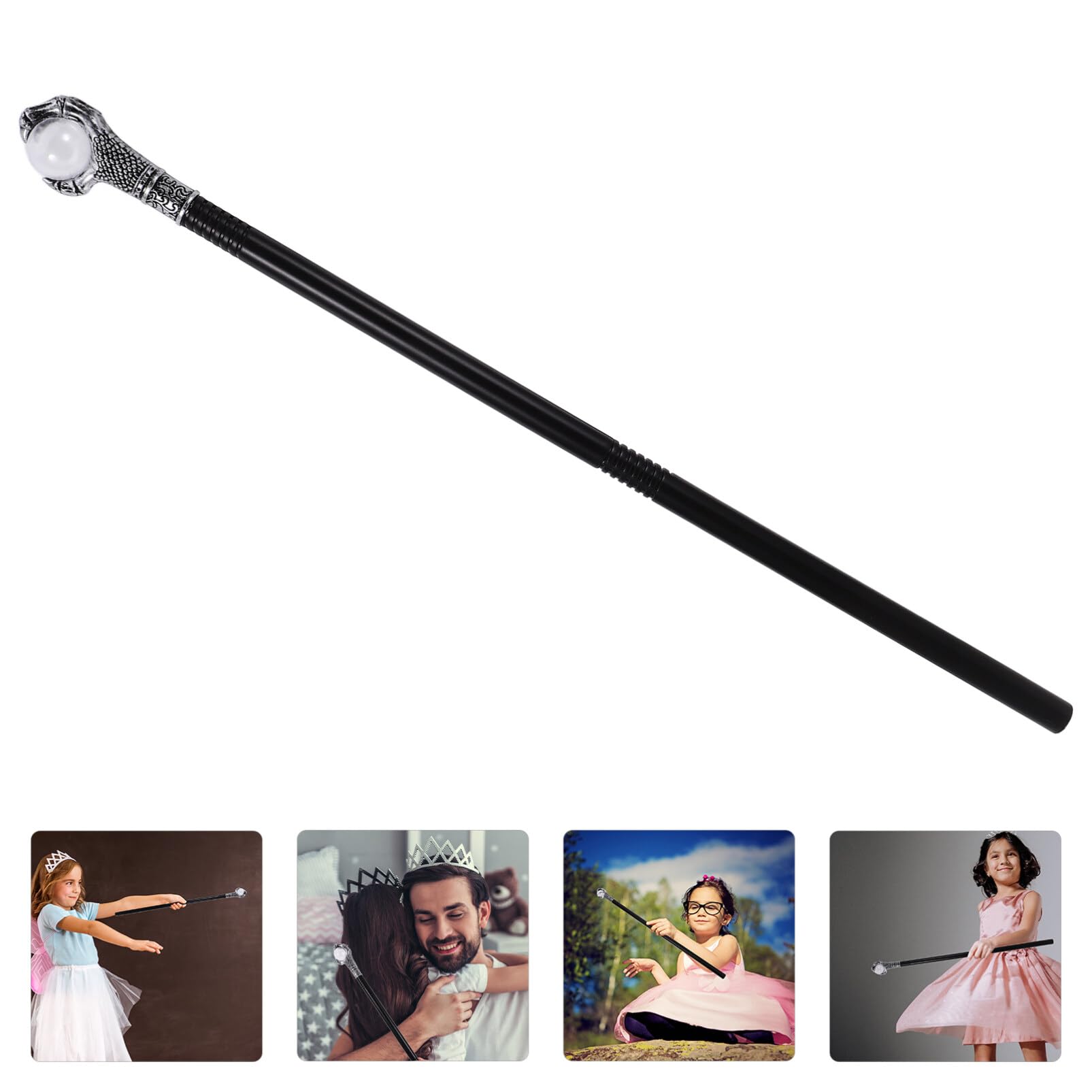 SAFIGLE Claw Walking Canes Halloween Costumes Claw Orb Wands Wizard Walking Stick Staff Photo Prop Accessory Decorations Silver - Image 2