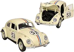 Carrinho de Ferro Fusquinha Herbie 53 Clássico Abre as Portas e o Capô Modelo de Coleção com Fricção e Detalhamento Realista
