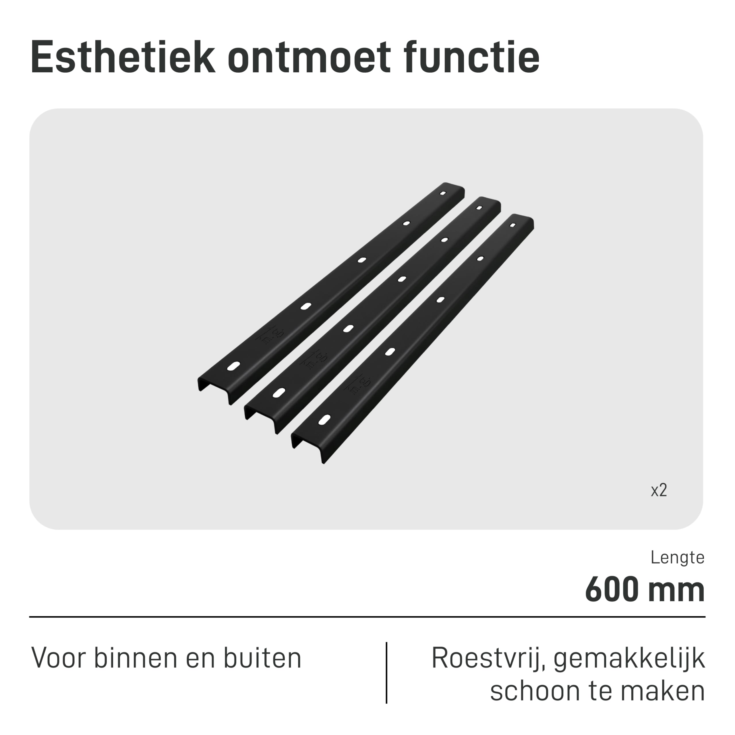 Natural Goods Berlin 3 x bramen U-vormige massieve onderlaag voor tafelbladen, tafelbeslag, ondersteuningsonderstel, versterkingsprofiel, U- profiel, dwarsversteviging, uitstijfprofiel, groefprofiel (90 cm lengte, set van 3