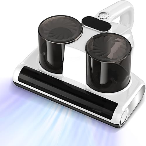 Aspiradora de cama, aspiradora de colchón UV con cepillo de rodillo y alta calefacción, doble taza de polvo mejorada, aspiradora de mano de succión