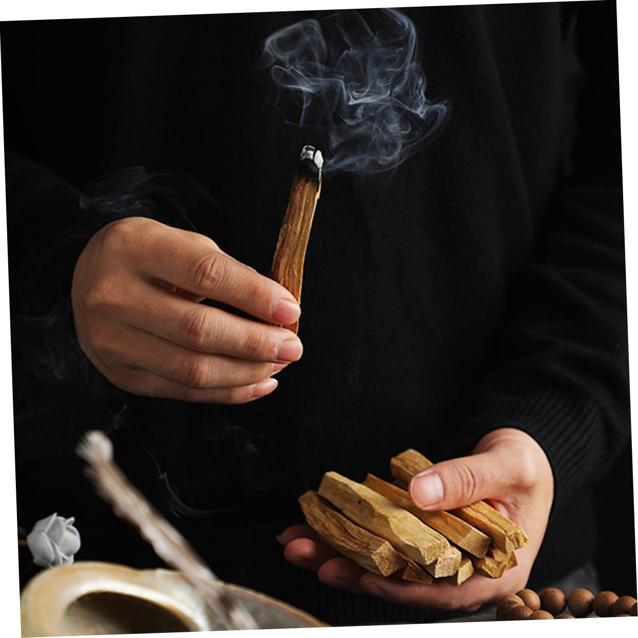 Garneck 4 Set Di Bastoncini Di Incenso Naturale Profumati Bastoncini Di Meditazione Purificanti Bastoncini Di Purificazione Dellaria Fogli Di Legno Per Il Relax E Il Sonno 10 Pezzi*4