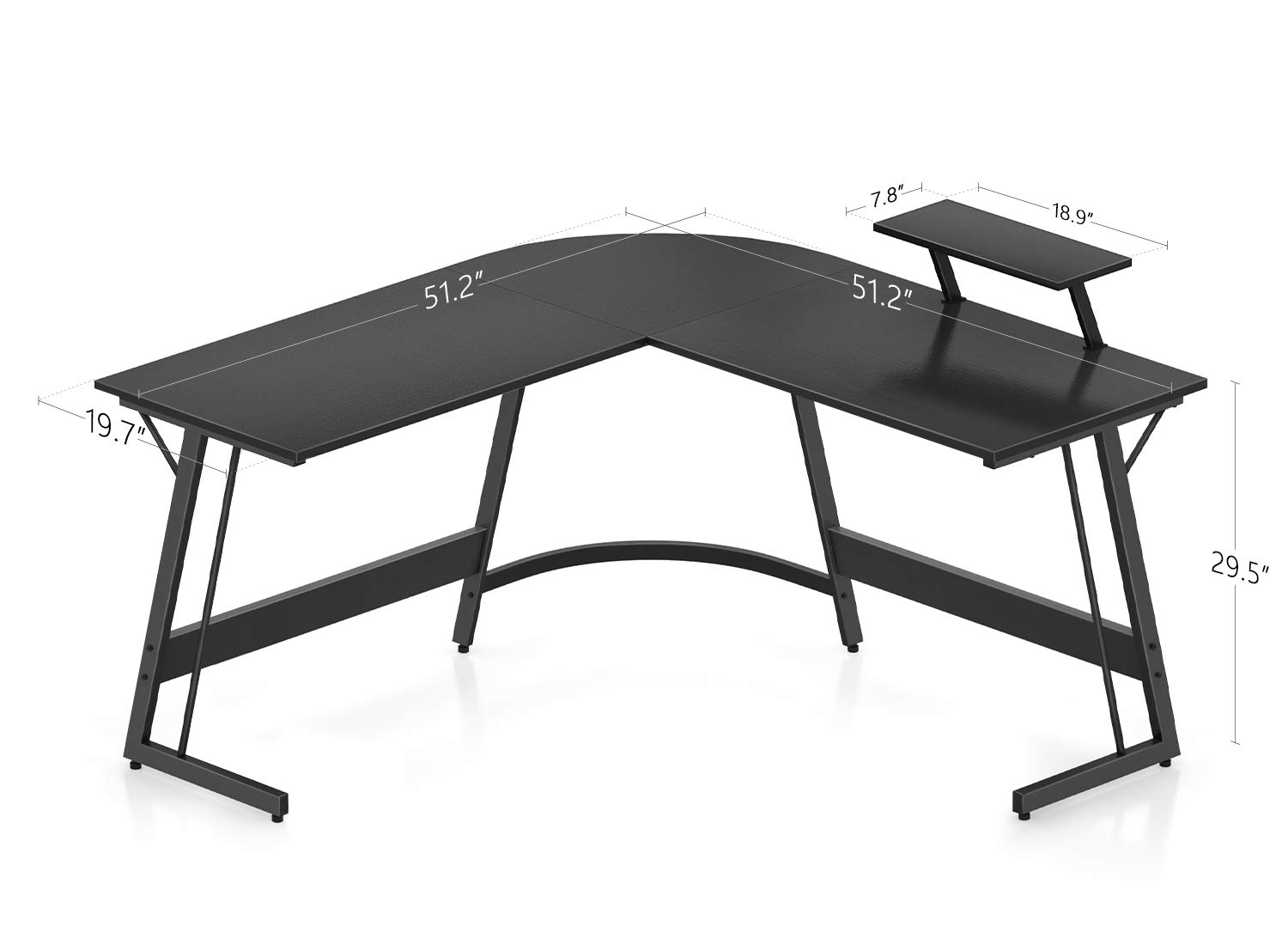 Cubiker Modern L Shaped Computer Desk, Gaming Corner PC Desk, 51.2" Big