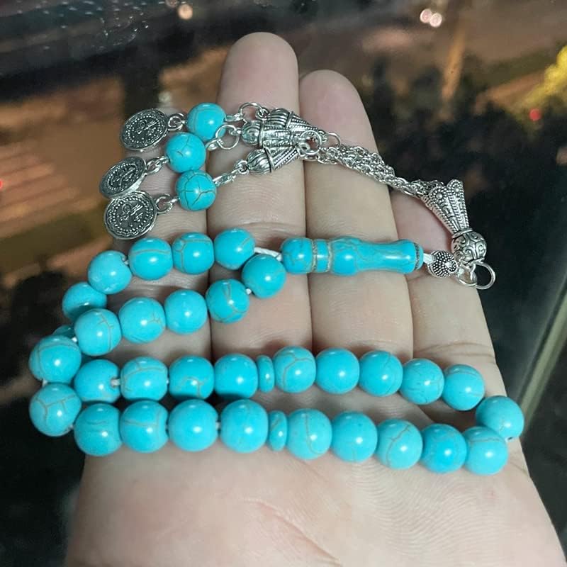 Tasbih Man Muslim Prayer Beads Turquois misbaha Islamic Rosary Bracelets (8mm x 99 Beads)