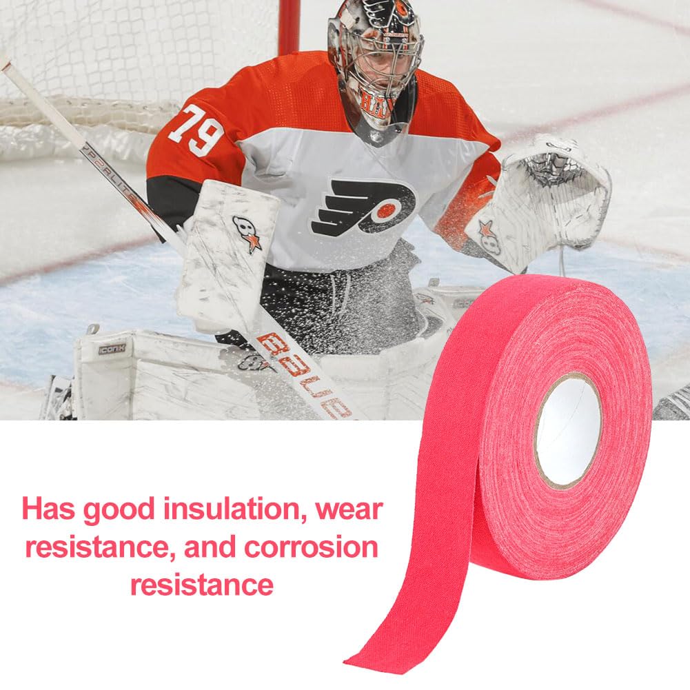 KARELLS Ruban de bâton de Hockey,Ruban De Hockey Adhésif,Ruban de Hockey,Ruban de Hockey Auto-adhésif,Ruban de Tissu de Hockey,Grip Tape,pour Raquette de Hockey,Raquette de Tennis,25m × 25mm,Rouge