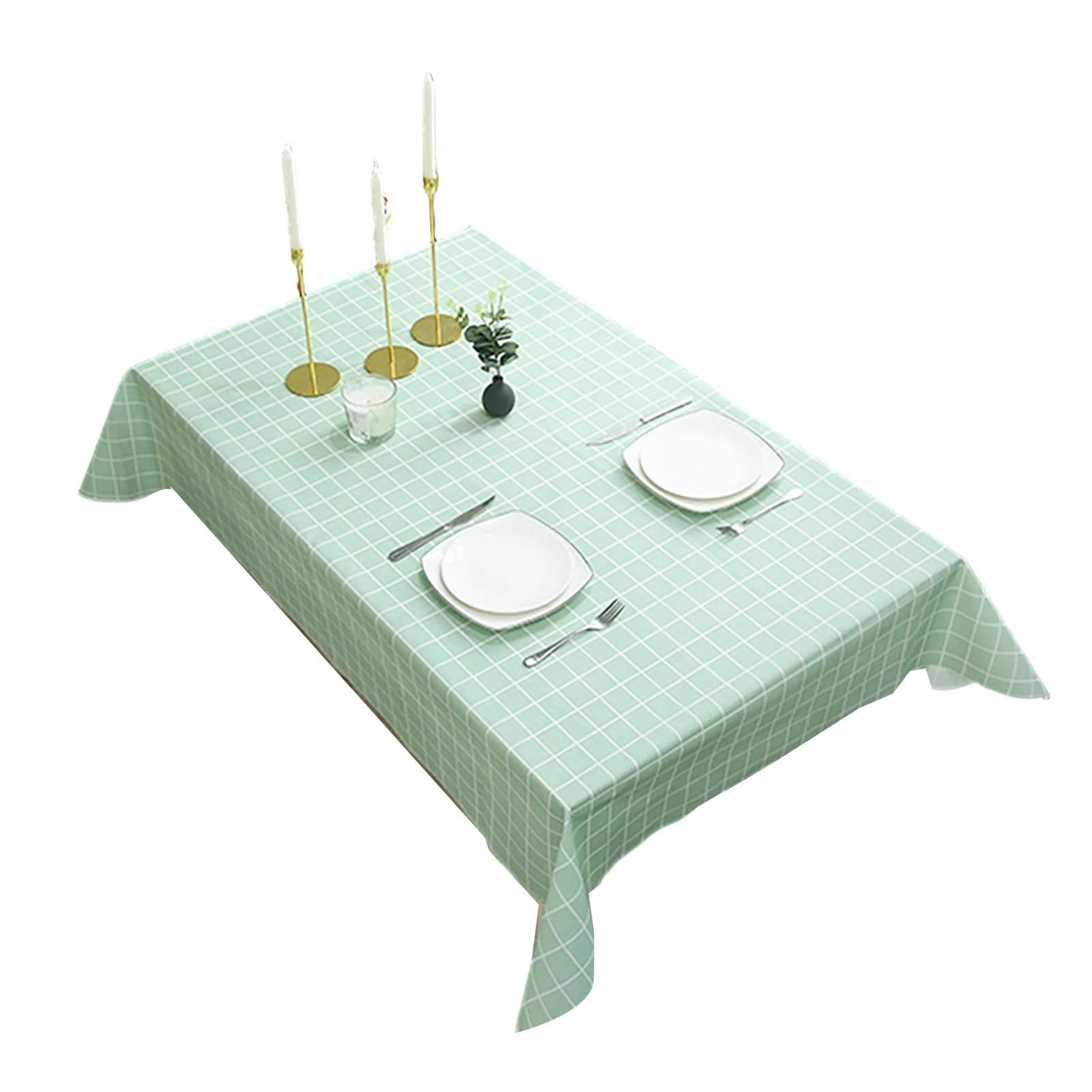 bayicie Rectangular Tablecloth, Plastic Plaid Tablecloth, Waterproof Stain-Resistant Table Cover for Dining Table Outdoor Picnic Camping