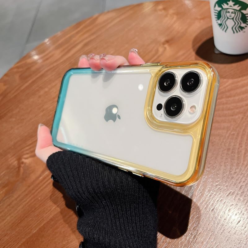LuxuryKase Acrylic Gradient Shockproof Dual Color Bumper Case for iPhone 13 Pro Max | Anti-Scratch & Durable Protection | Sleek & Stylish | Enhanced Drop Protection | (Yellow with Blue)-image-42