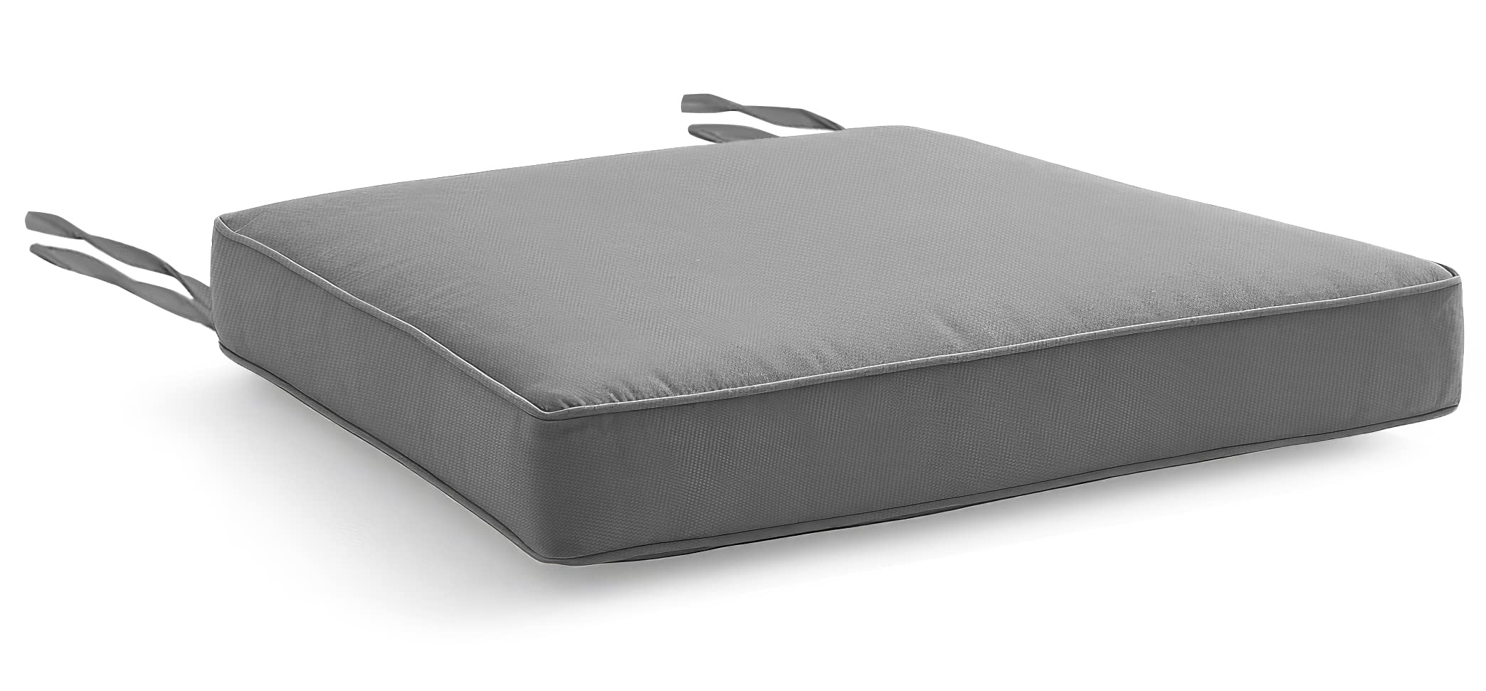 Water Resistant Chair Cushions with Ties for Indoor and Outdoor Use - Patio Furniture Seat Pads with Durable Polyester Fabric - Ideal for Dining, Lawn, Garden, Coffee Shop (44 x 50 x 5cm, Dark Grey)