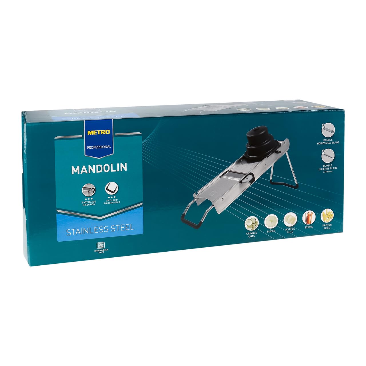 METRO Professional Mandolina cortador de verduras, acero inoxidable, 40 x 20 cm, plata