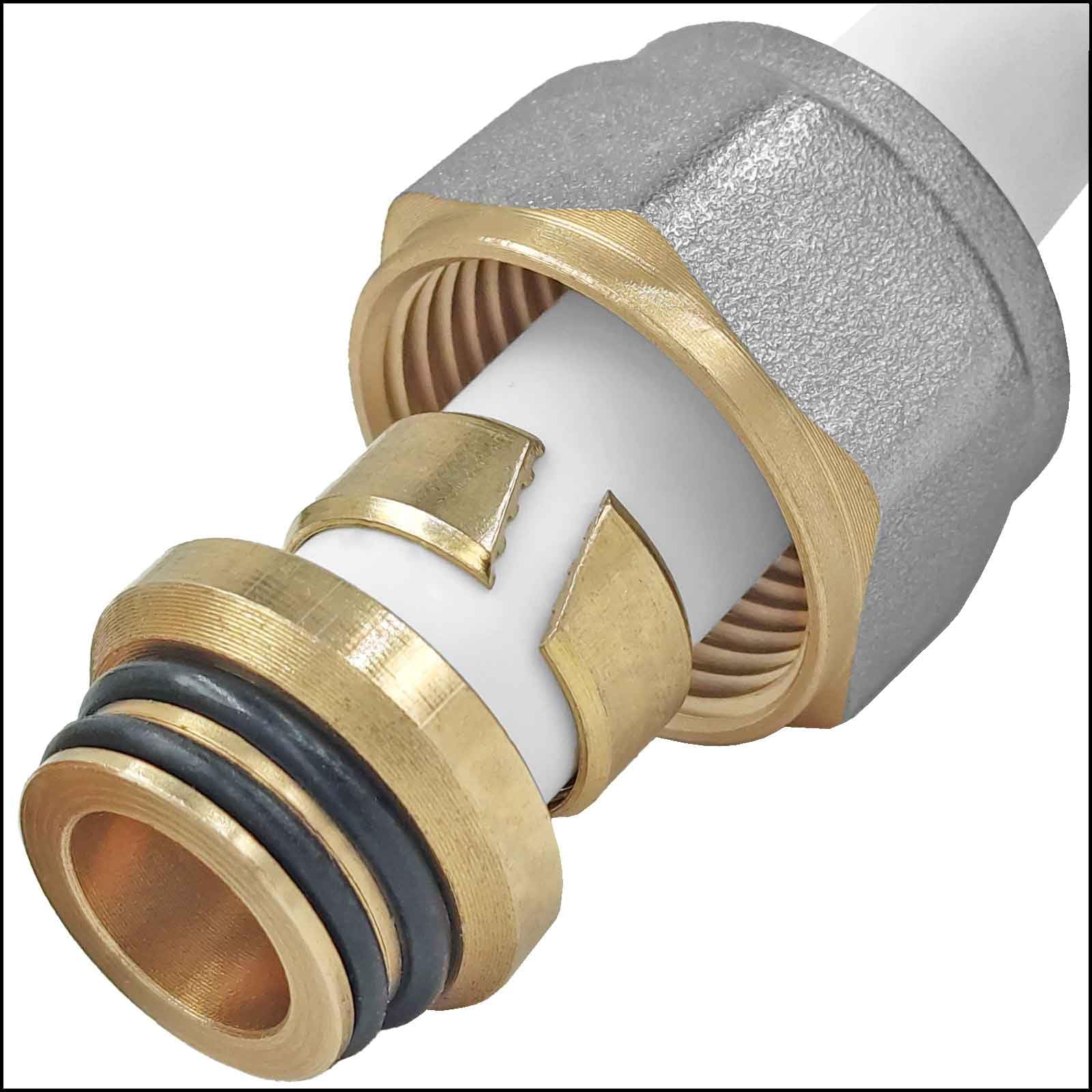 MegaHaustechnik 20 Stück Klemmverschraubungen mit 4x O-Ring, für Heizrohr Aussendurchmesser 20x2 mm mit 3/4 Zoll Eurokonus, Fußbodenheizung Heizkreisverteiler Klemmringverschraubung Fitting