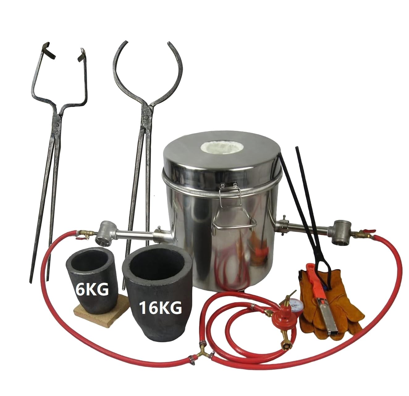 10-16KG Propan Schmelzofen der großen Kapazität mit Tiegel und Zangen für Gold Silber Schmuck, der Gießerei Ofen Metall Schmelzerofen für Schrott Metall Recycling herstellt