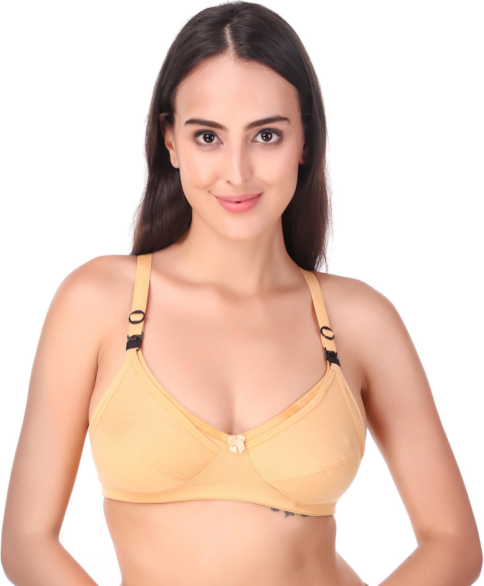 CHILEELIFE Cotton Blend Casual Non-Padded Medium Coverage Wire Free Solid Maternity/Nursing Bra for Women