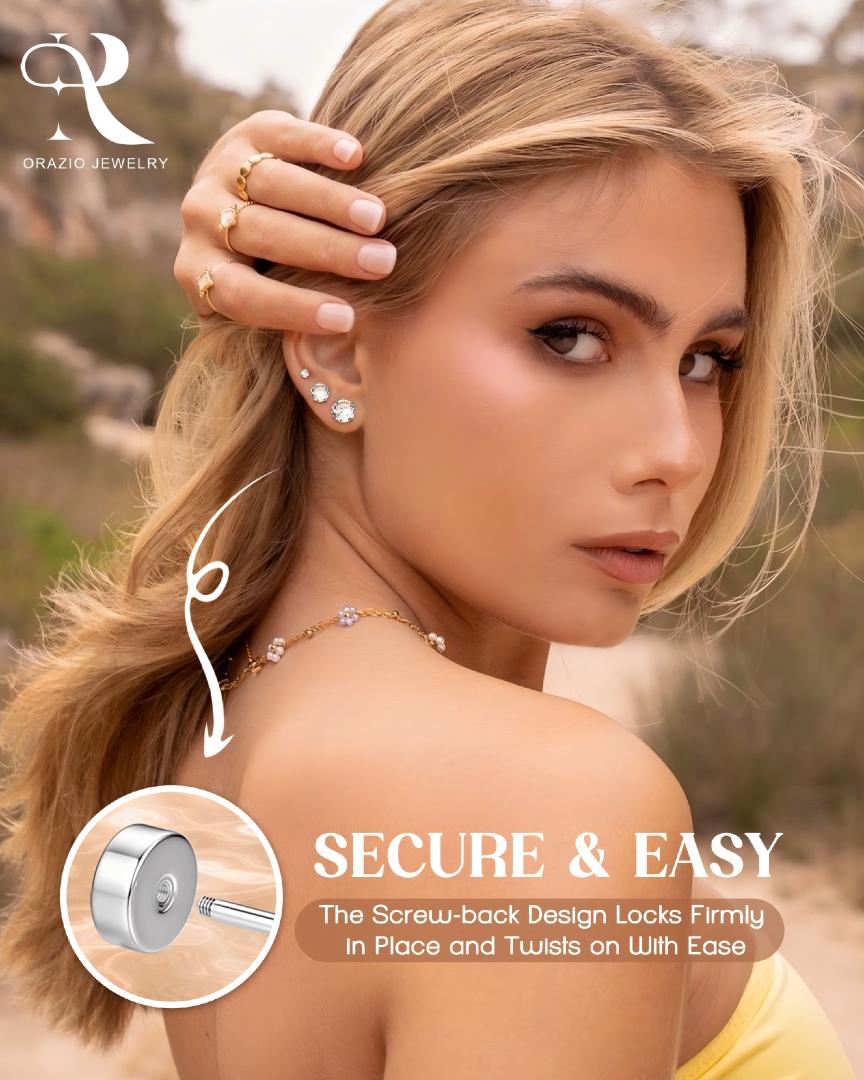 Amazon.com: 6Pairs Hypoallergenic Flat Back Earrings 316L