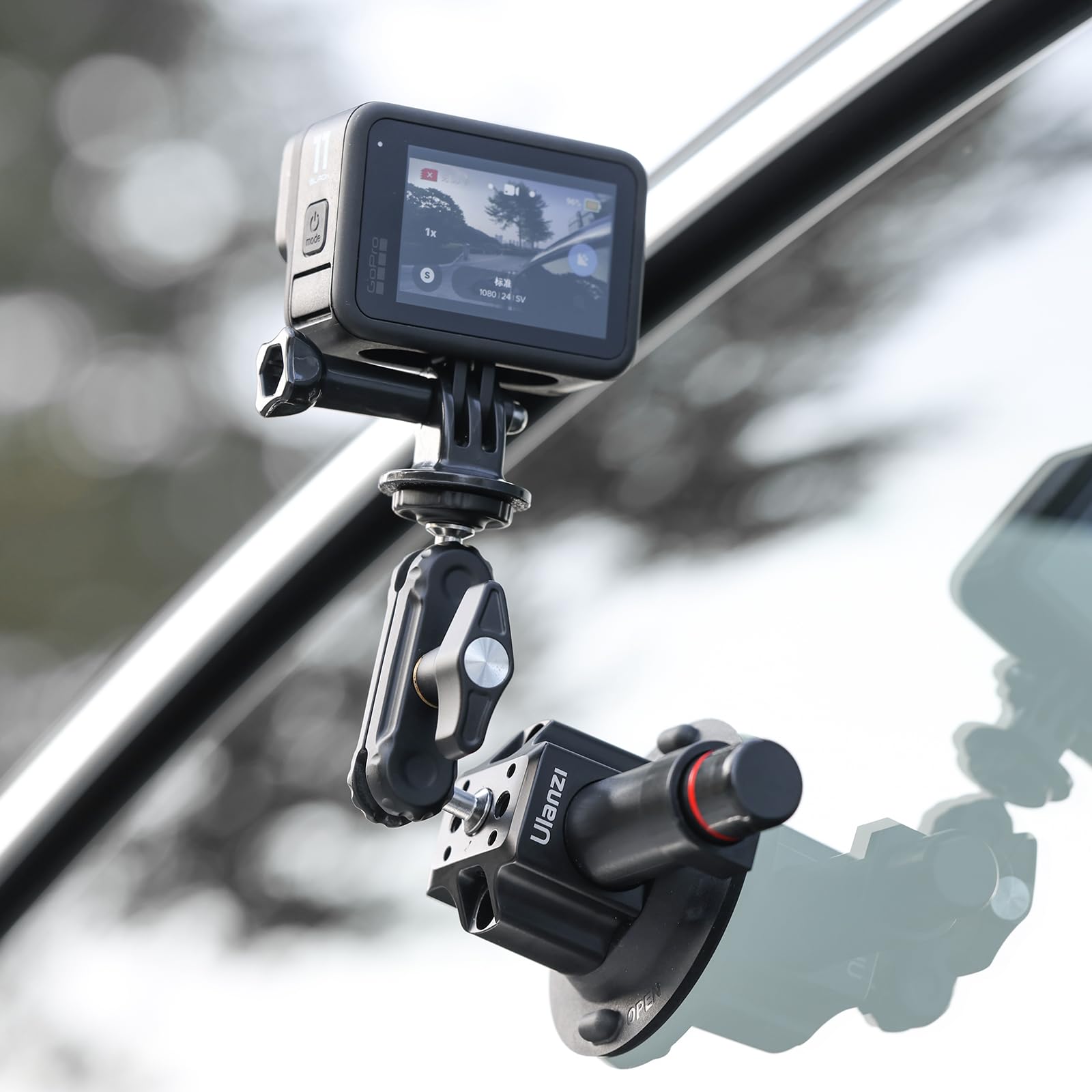 ULANZI SC-01 Soporte de Ventosa para Cámara y Teléfono Móvil - Bola de Doble Cabeza de 360° - Para Coche y Cámara de Acción