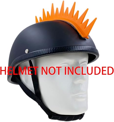 Miniatura 5 de Punk Mohawk Warhawk - Accesorio de peluca de goma para esquí, patinaje, bicicleta, motocicleta, scooter, casco de motocicleta (Zigzag - naranja neón)