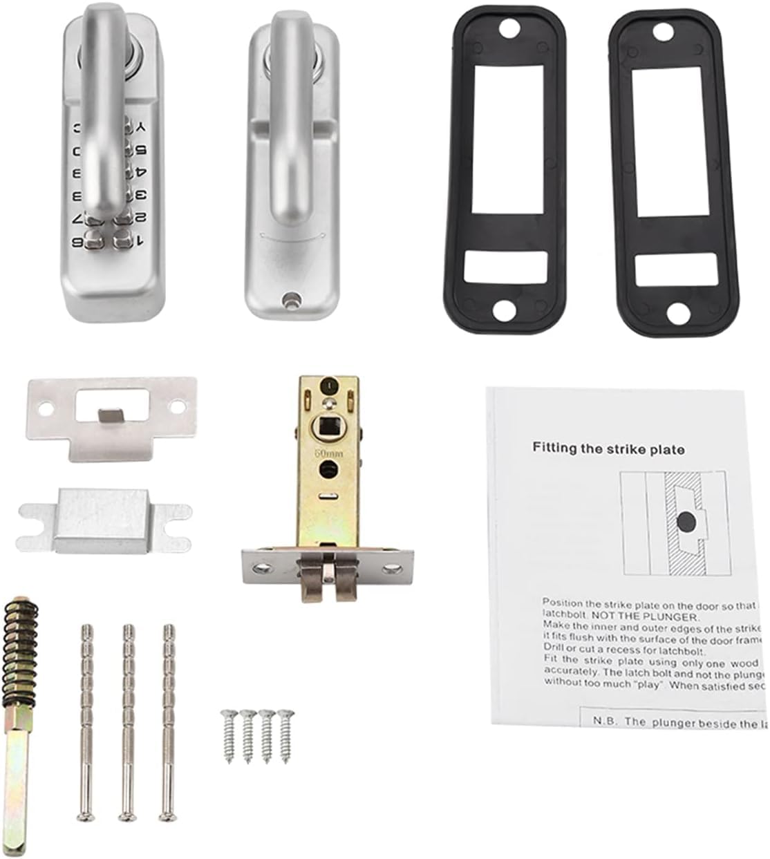 Wakects Serrure a code, Serrure de porte étanche sans clé, digicode porte, Alliage de zinc poignée à code Serrure mécanique 1-11 chiffres pour porte de 30-60 mm d'épaisseur, poignée de porte