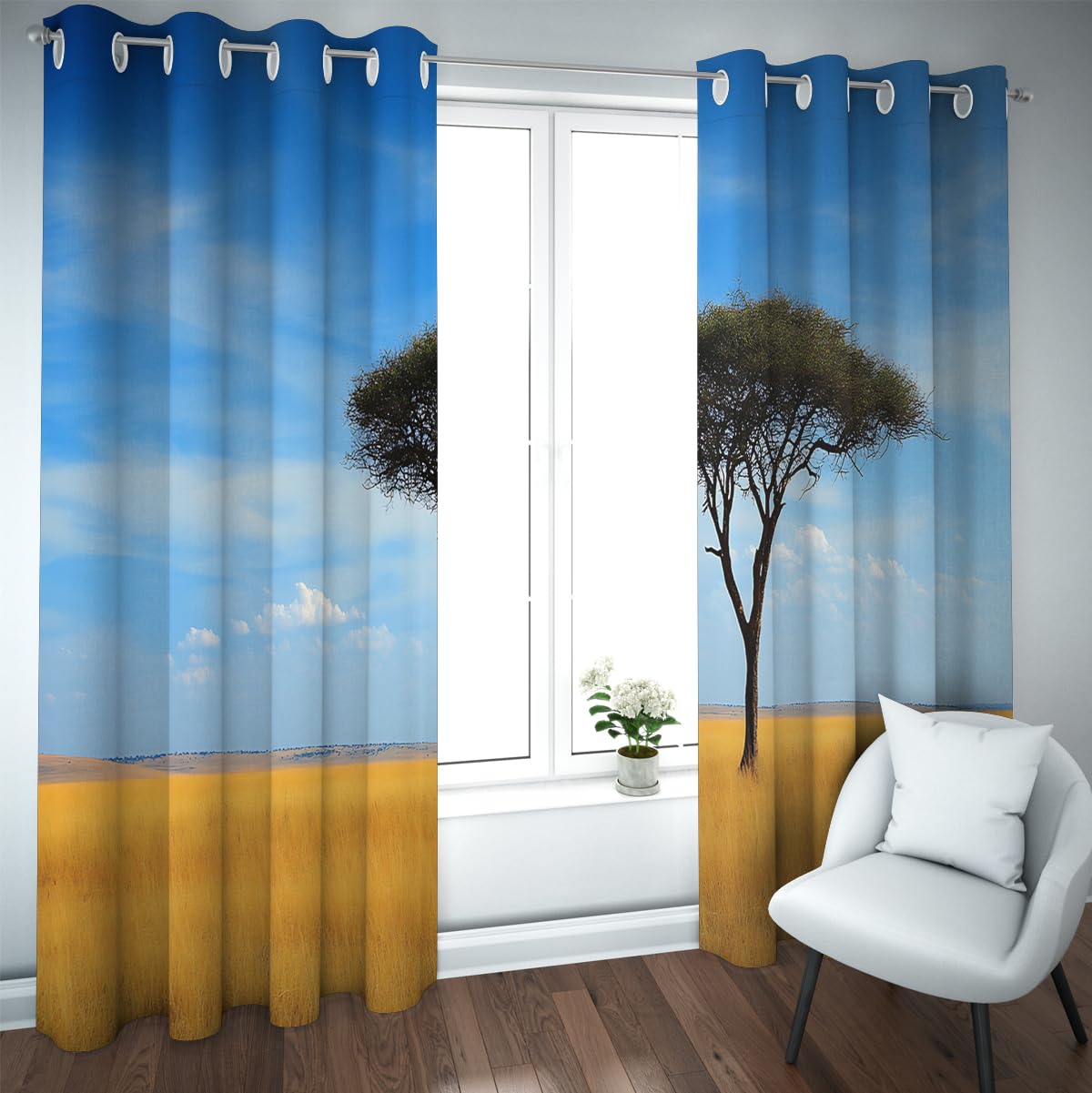 Rideaux de salon au motif Prairie Africaine pour créer un havre de paix cosy