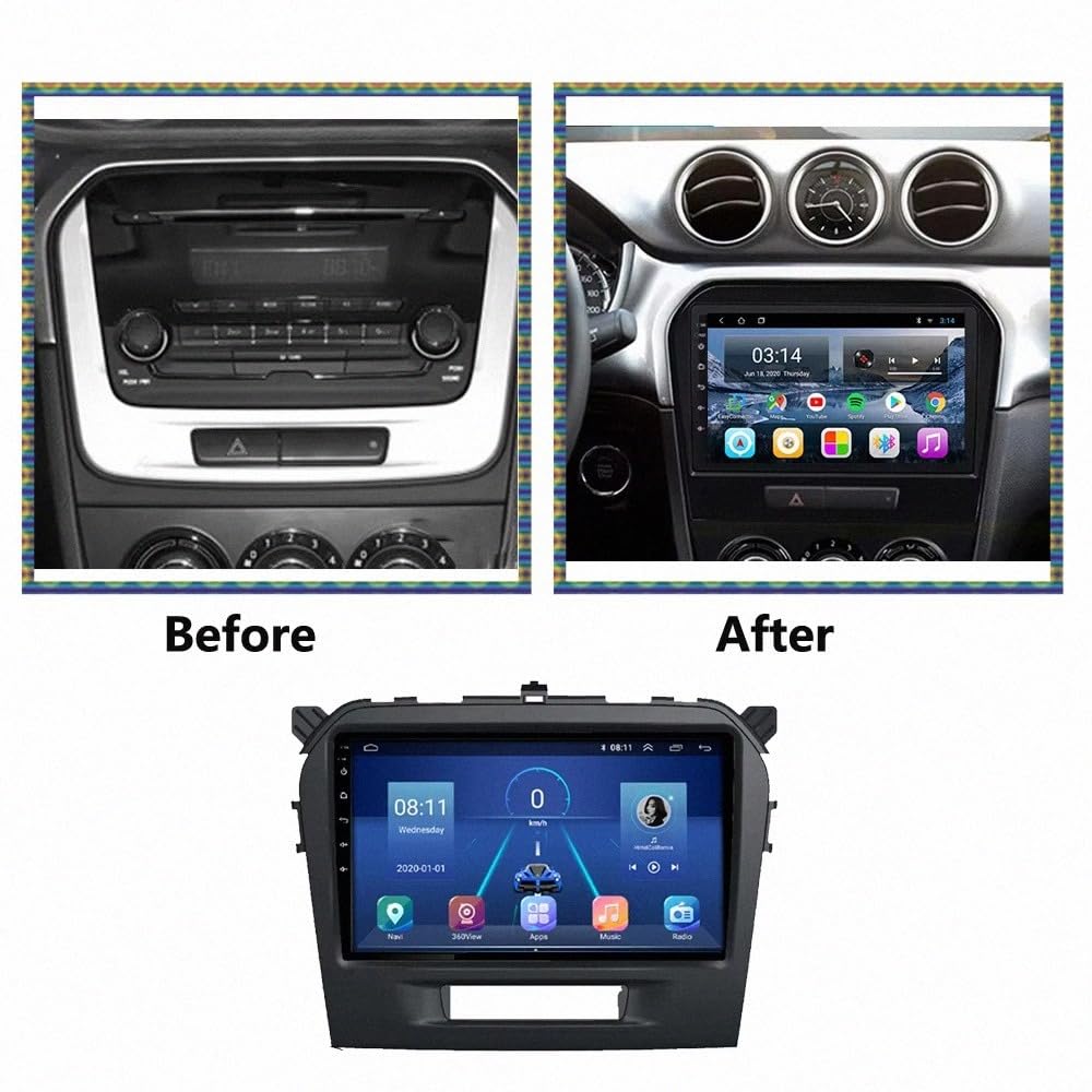 Car Stereo Carplay Radio de Coche para Suzuki Grand Vitara 2014-2018 Soporta Bluetooth, Control Volante, USB, WiFi, 4G, Mirror-Link, GPS Navegador/Radio FM, 4 Nuclear 1G+32G