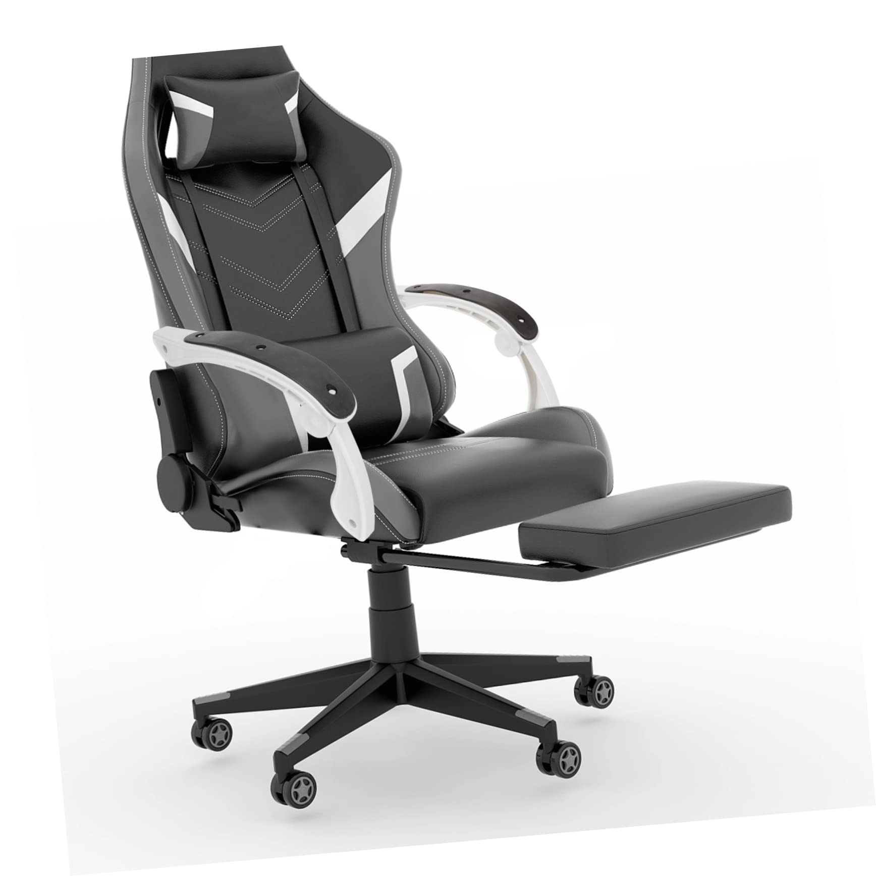 SHINEOFI Reposabrazos de Silla de Oficina de Plástico 2 Piezas | Repuesto para Silla Giratoria, Blanco y Negro, Agarre Firme, Soporta Peso Alto