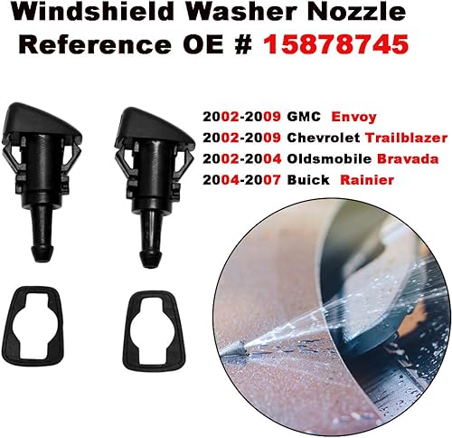 Miniatura 5 de ZHParty - Kit de boquilla para limpiaparabrisas delantero para GMC Envoy, Chevrolet Trailblazer, 02-04 Oldsmobile Bravada, 04-07 Buick Rainier