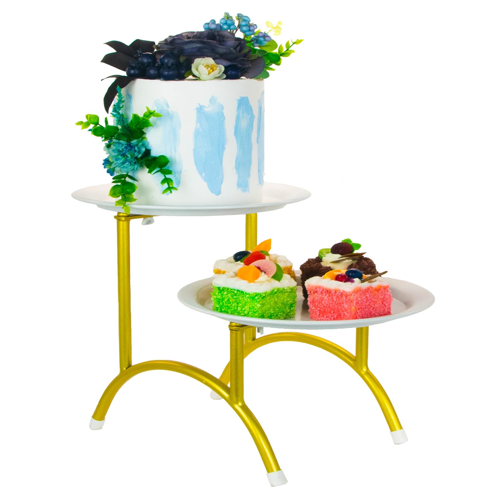 WeiteShow Cake Stands 3 Tier Dessert Display Plate Serving Tray Cake Stands Iron Cupcake Stands WYR-5-White/Gold