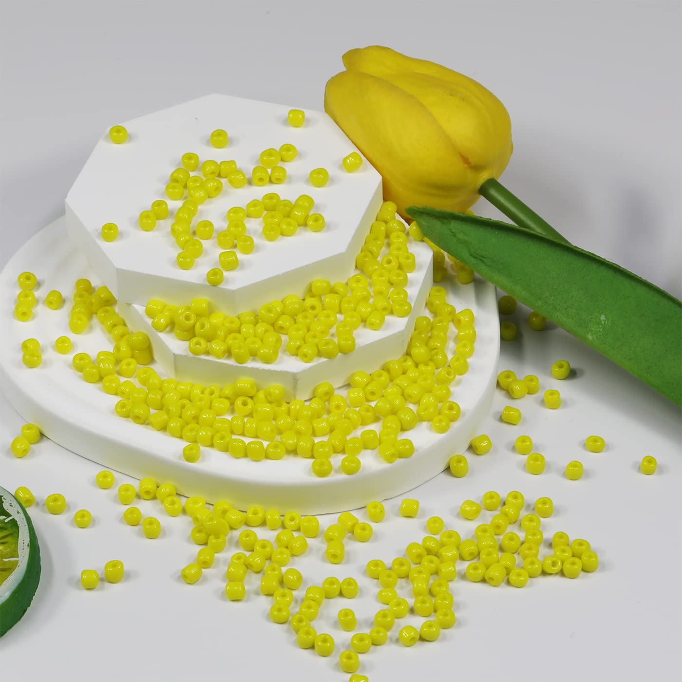 4mm Yellow Seed Beads for Jewelry Making 110 Grams About 1600pcs,6/0 Glass Craft Beads for Making Earrings Bracelets - Image 3