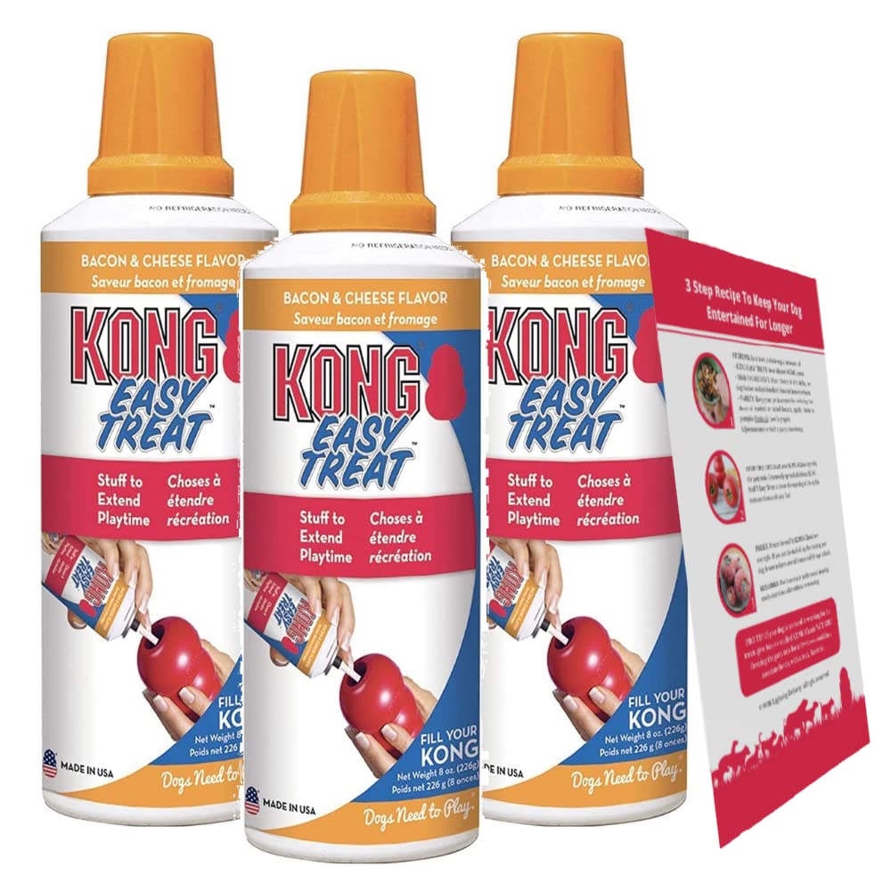 Kong Easy Treat Filler - Training Treats for Dogs with Recipe Card - 8 Oz (Bacon & Cheese Flavor - Pack of 3) by Raptor Bros