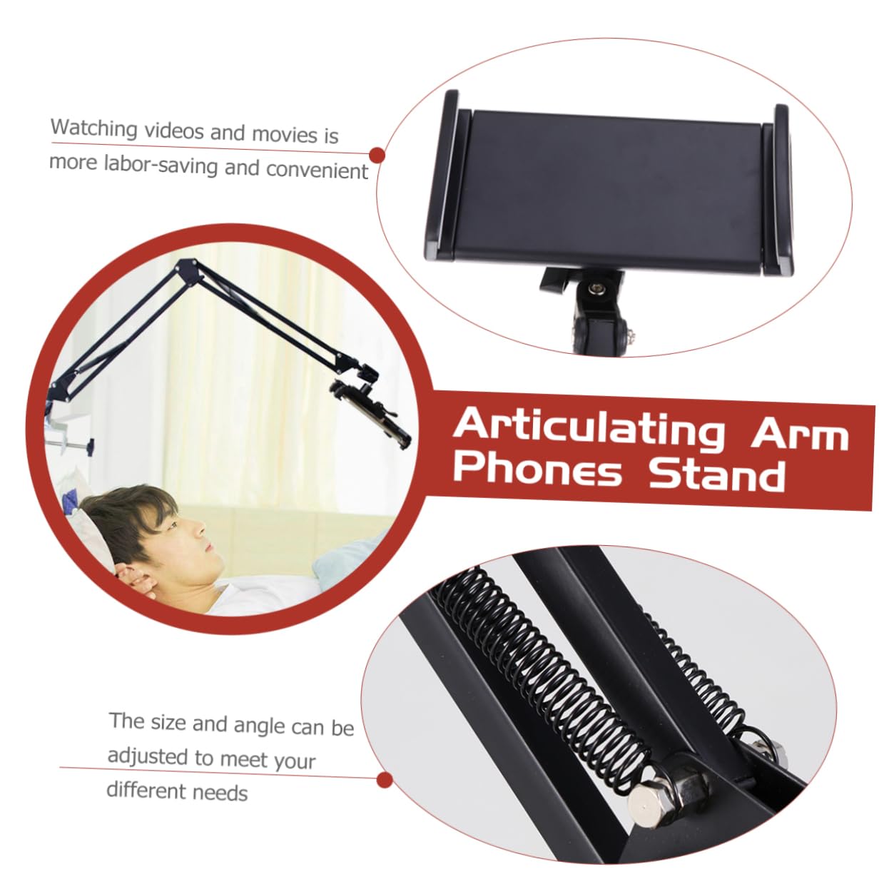 VILLCASE Supporto per Tablet e Telefono da Tavolo, Braccio Flessibile in Ferro e Plastica, Clip, Angolo Regolabile, per Casa e Ufficio