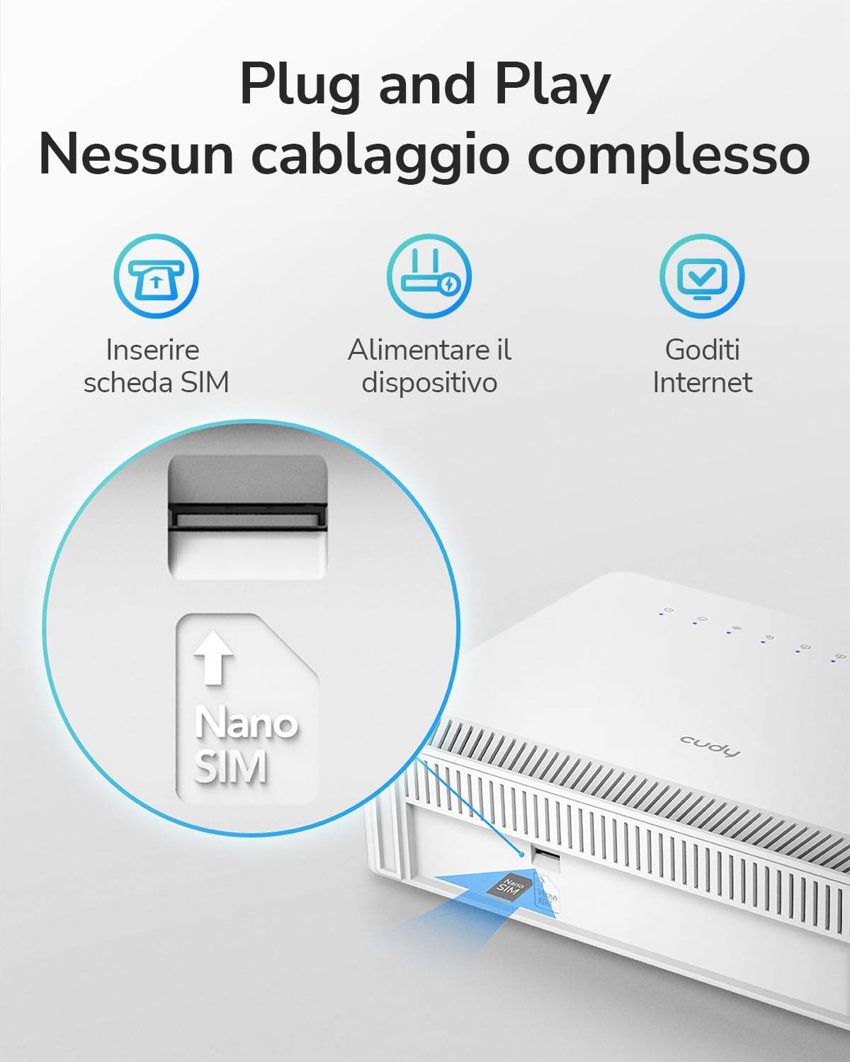 Cudy N300 WiFi Modem Router 4G LTE Sbloccato Con Slot Per Ccheda SIM, WiFi 300 Mbps, Cat4, Antenne Interne Ad Alto Guadagno, VPN, Plug and Play, LT400E