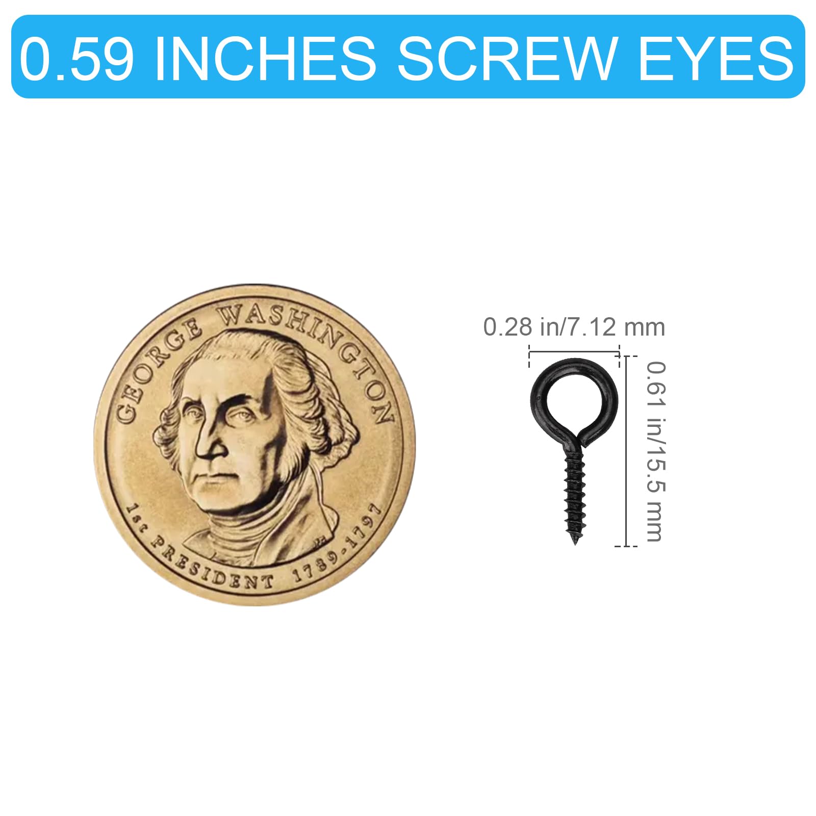 300 Pcs Stainless Steel Eye Screws 0.67" Heavy Duty Hooks - View #10