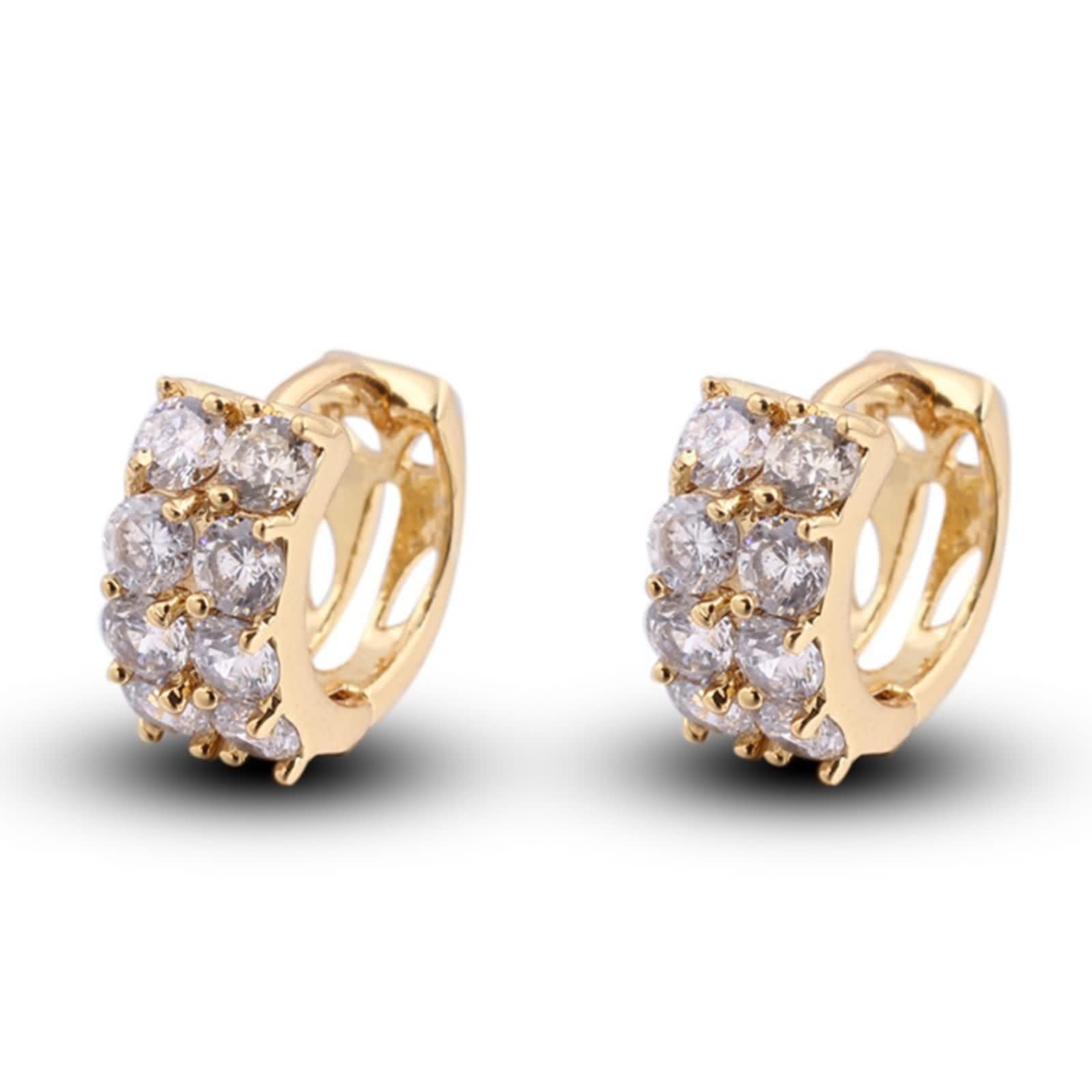 Pendientes de aro de oro 585 de 14 quilates, pendientes de aro de moissanita, oro amarillo Au585, pendientes de aro para niñas, joyas de oro auténtico