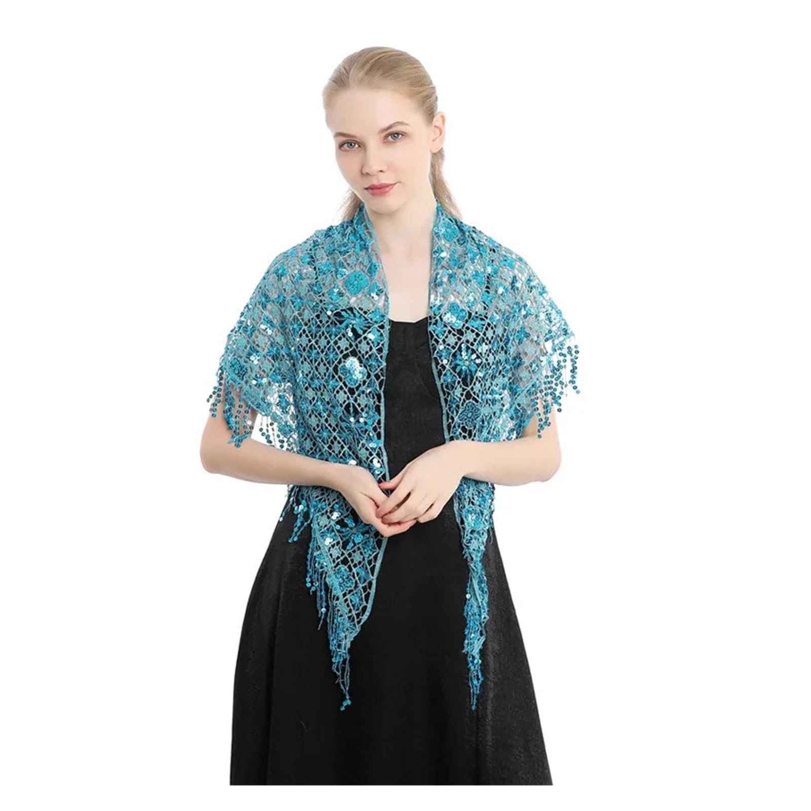 Chal de lentejuelas brillantes Chales elegantes de lentejuelas triangulares for mujer, Boleros for dama honor nupcial, capas, vestidos noche for banquete, chal fiesta