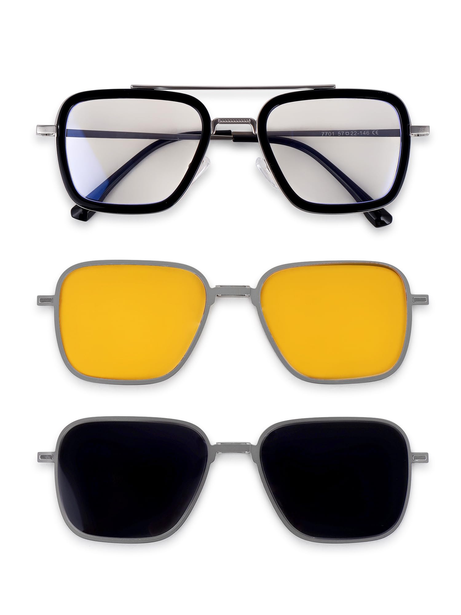 Clip on Sunglasses Metal Frame Eyeglasses for Men & Women | Sunglass For Women Stylish | Goggles For Unisex | UV Protected Eyeglasses | Medium-image-7