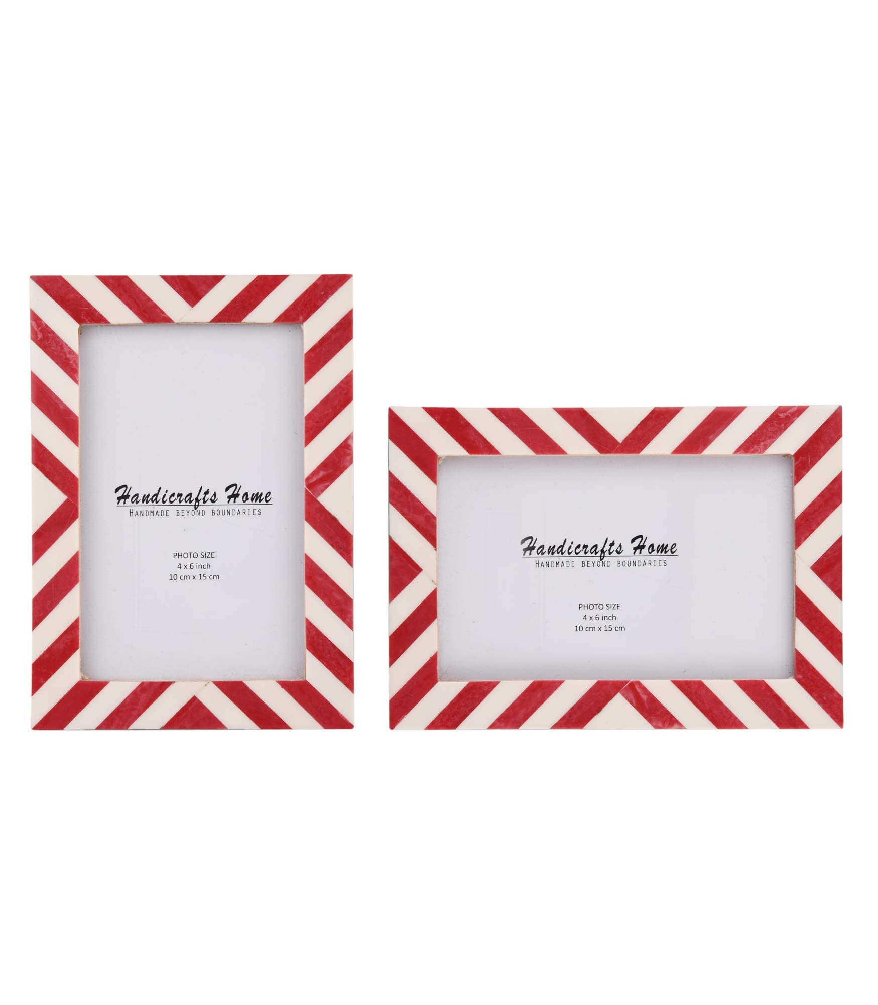 Handicrafts Home Red & White 4 by 6 Picture Frame Set of 2, Vintage Photo Frames for Wall or Tabletop Display, Bookshelf, Family Wall Decor, Gallery Wall Frame Set, Multi Picture Frames Collage
