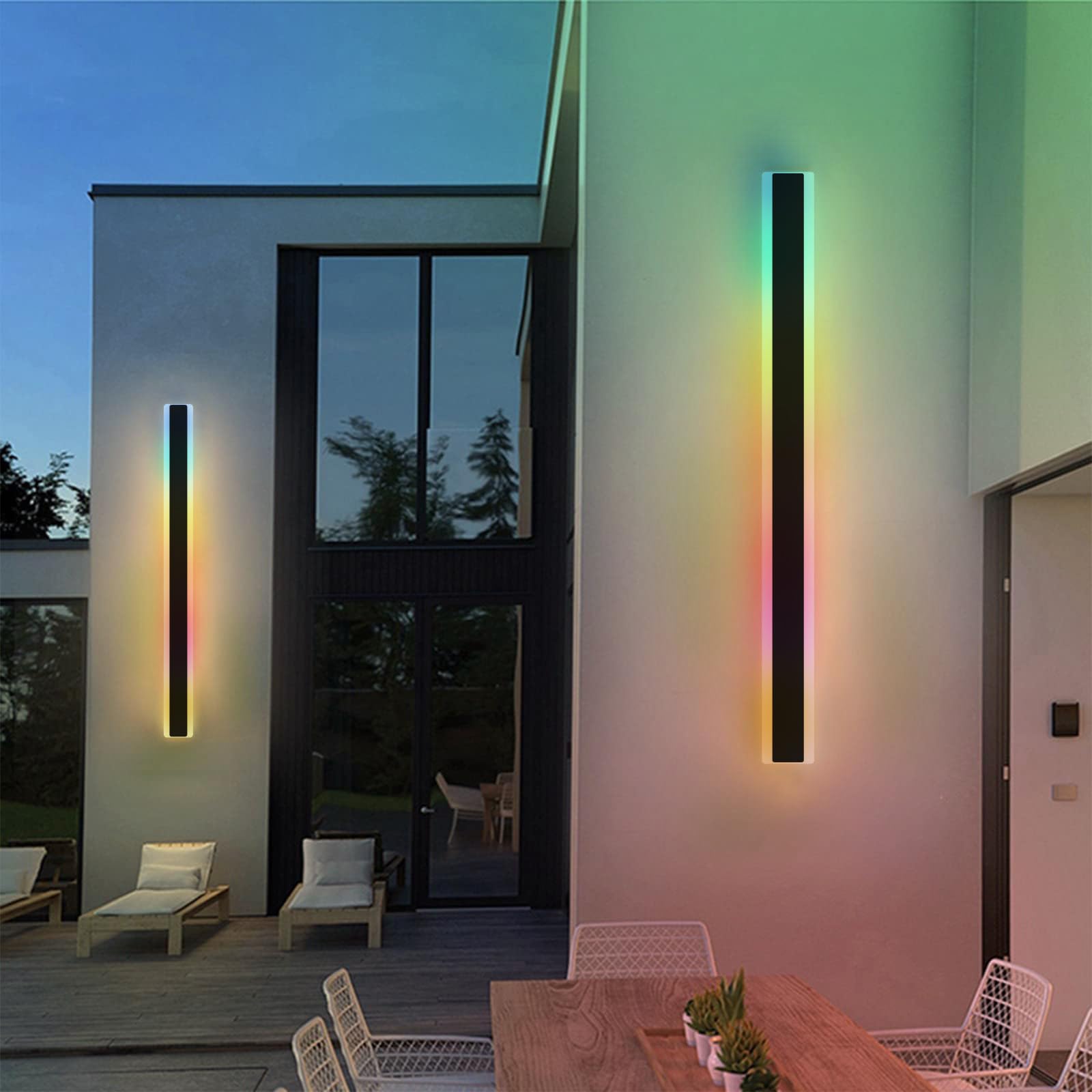 Nowoczesna lampa ścienna do wnętrz RGB z pilotem zdalnego sterowania, wodoodporna IP65, długa taśma świetlna, do korytarzy zewnętrznych, patio, podwórza, sypialni, garażu