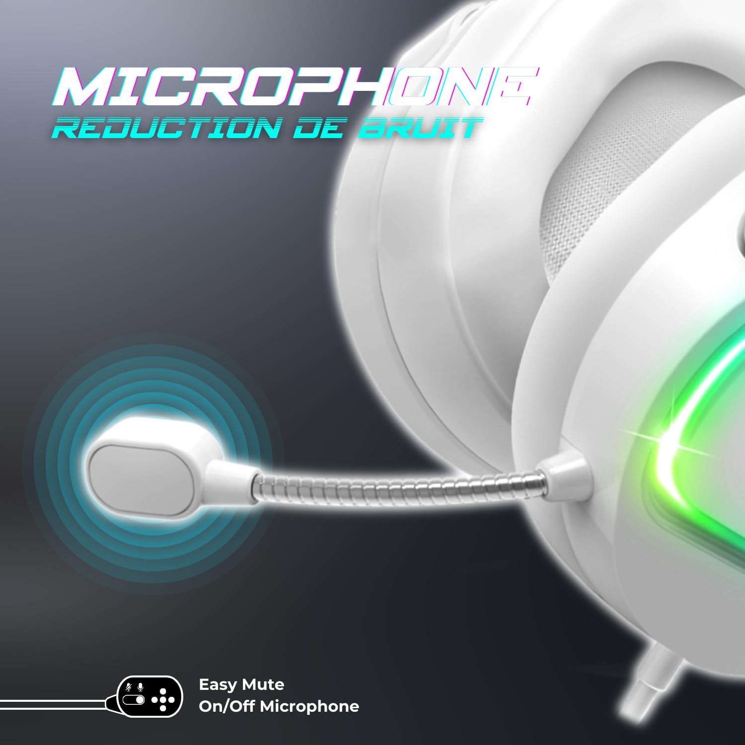 Spirit Of Gamer - Pro H6 | Casque Gaming Blanc Filaire RGB avec Micro | Compatible Xbox, Switch & PC | Stéréo 2.0 | Sortie USB et Jack | Arceau Ajustable/Ultra léger 240 grammes (Blanc)