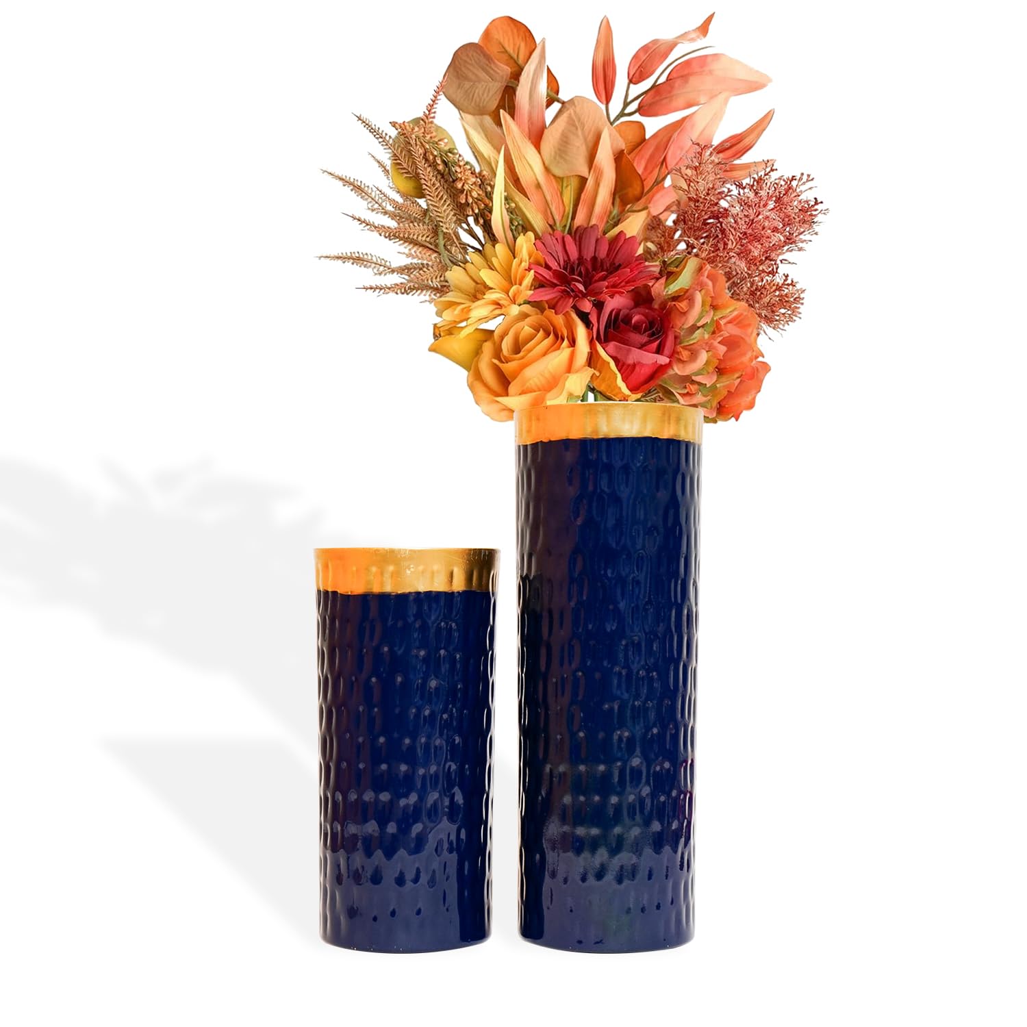 Ekhasa Unbreakable Metallic Blue Flower Vase for Home Decor | Aesthetic Vase Gift for Wedding, Housewarming, Parties | Decorative Metal Vase for Living Room, Dining Table, Office (Set of 2) (B0CX958LCC) Amazon Price History, Amazon Price Tracker