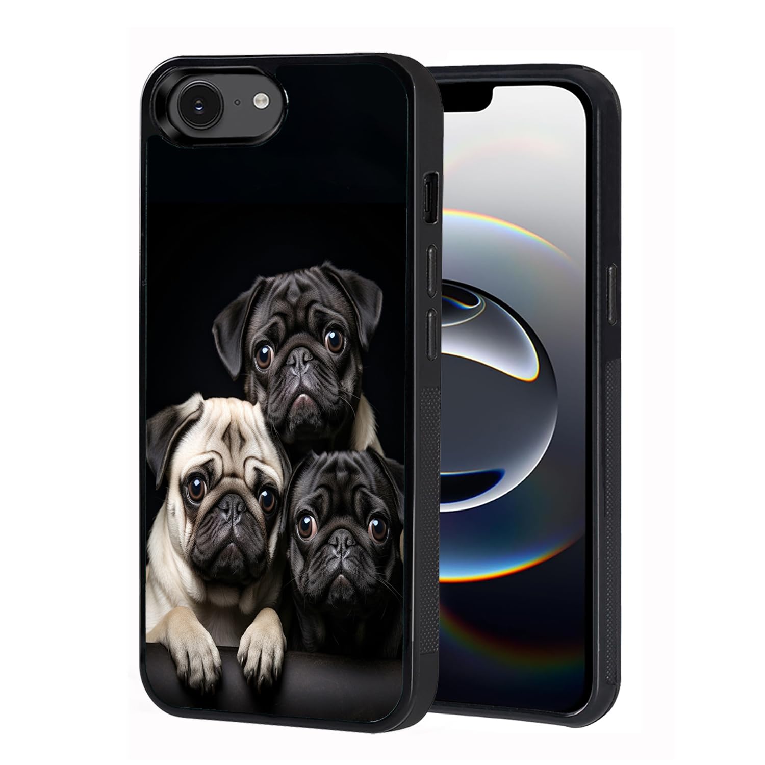 ZXHSBROK Designed for iPhone 16e Case, Fashion Non-Slip Shock-Absorption Rubber Phone Protective Case Cover for iPhone 16e (2025) 6.1 inch, Cute Pugs