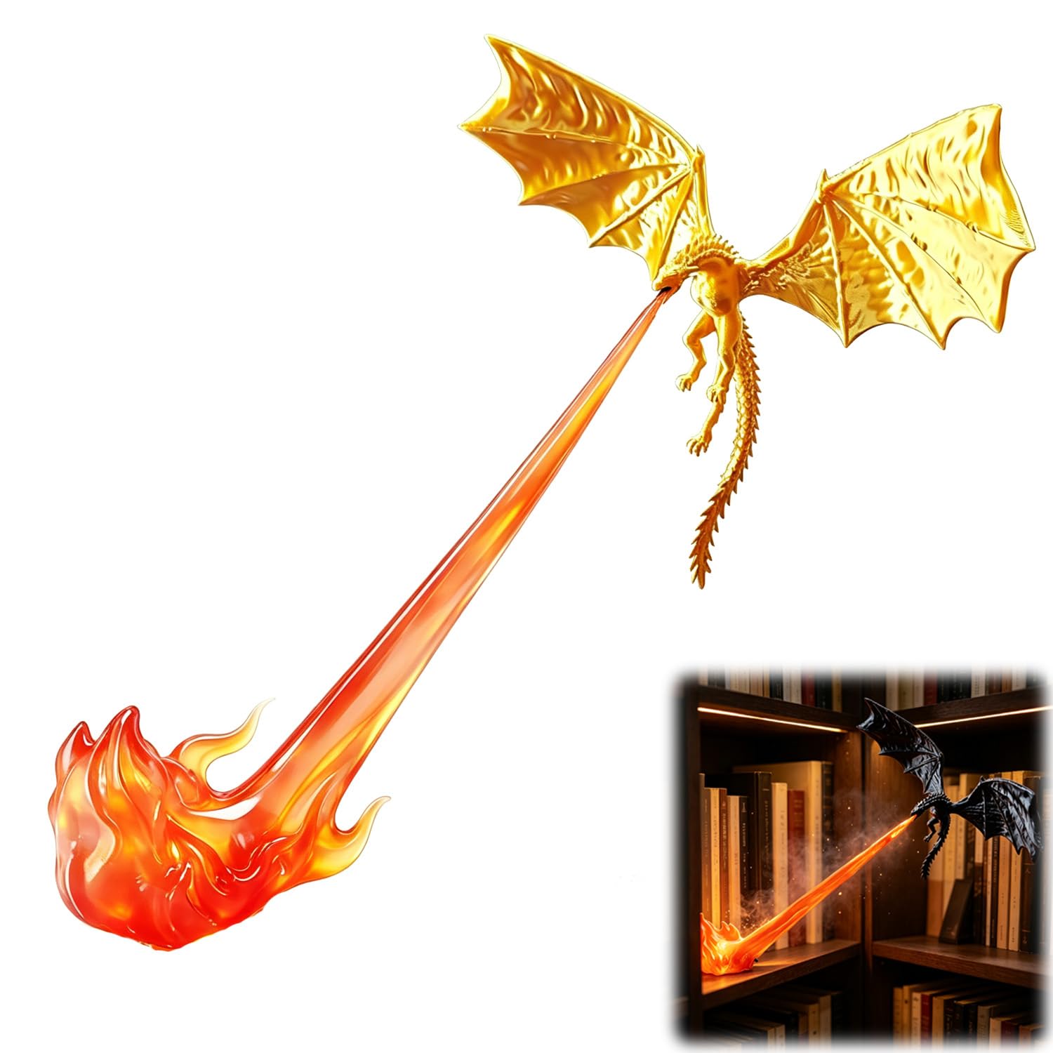 Nuyiac Dragon Bookshelf Nook Light, 3D Printed Dragon Book Shelf Light，B1：S