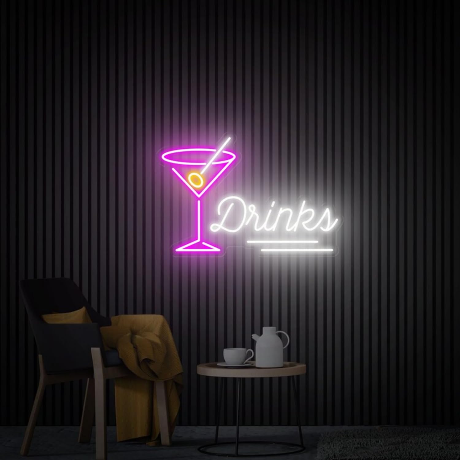 Bar LED Neon Signs Collection - Cocktail, Drinks, Bar Themed Designs, Cocktail Wine Drinking Neon Light, Cocktail Room Wall Pub/Restaurant Ambient Lighting & Wall Decor, USB Powered
