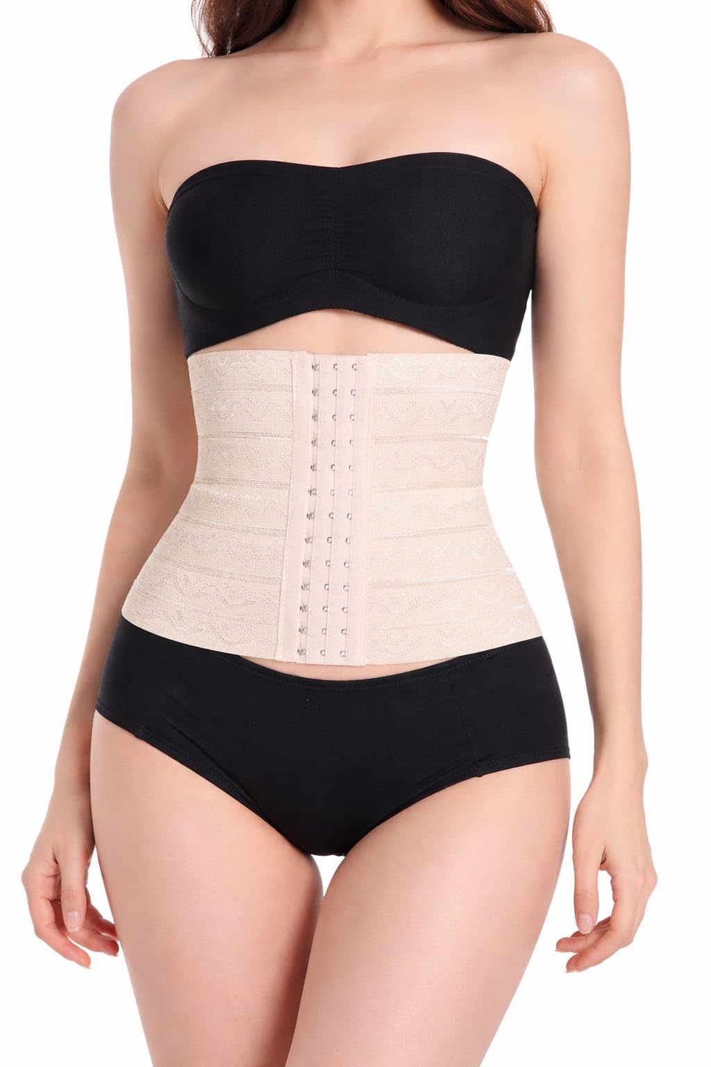 laxura Tummy Tucker Belt for Women | Instant Tummy Control, Belly Fat Reduction & Slim Waist Shaper | Postpartum Belt After Delivery | Back Support Corset | Black & Cream | 32–40-picture-45